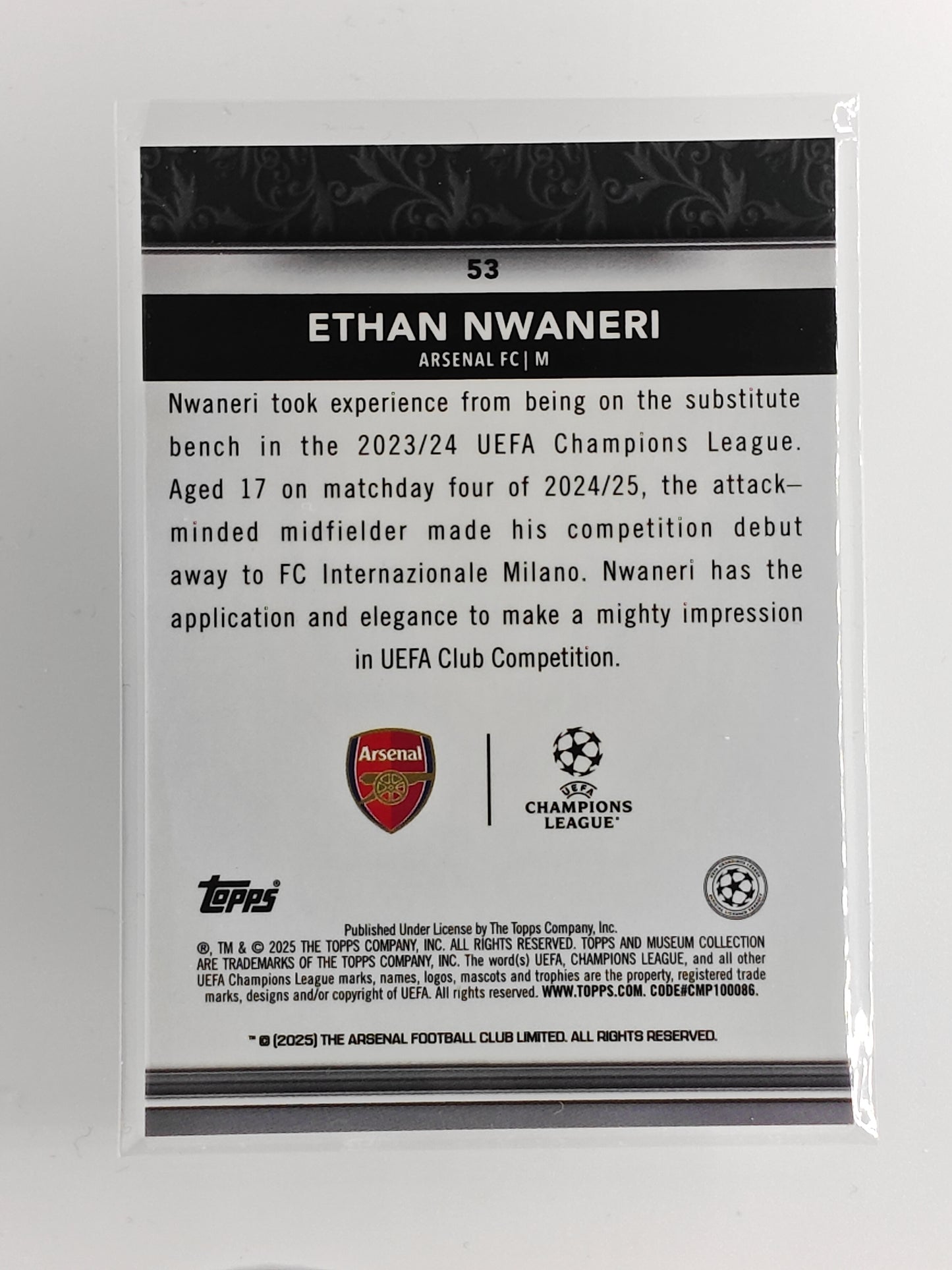 Ethan Nwaneri rc - Topps Museum 24/25