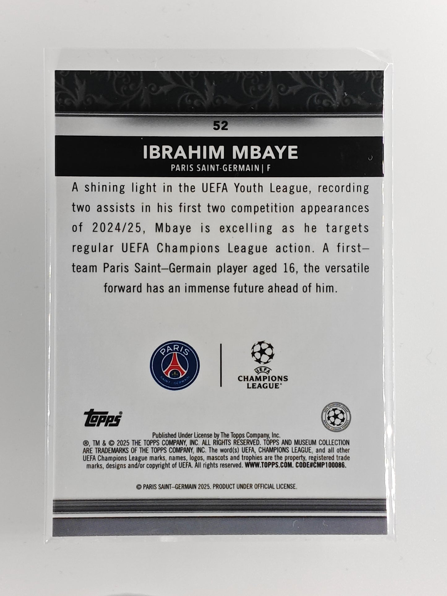 Ibrahim Mbaye rc - Topps Museum 24/25