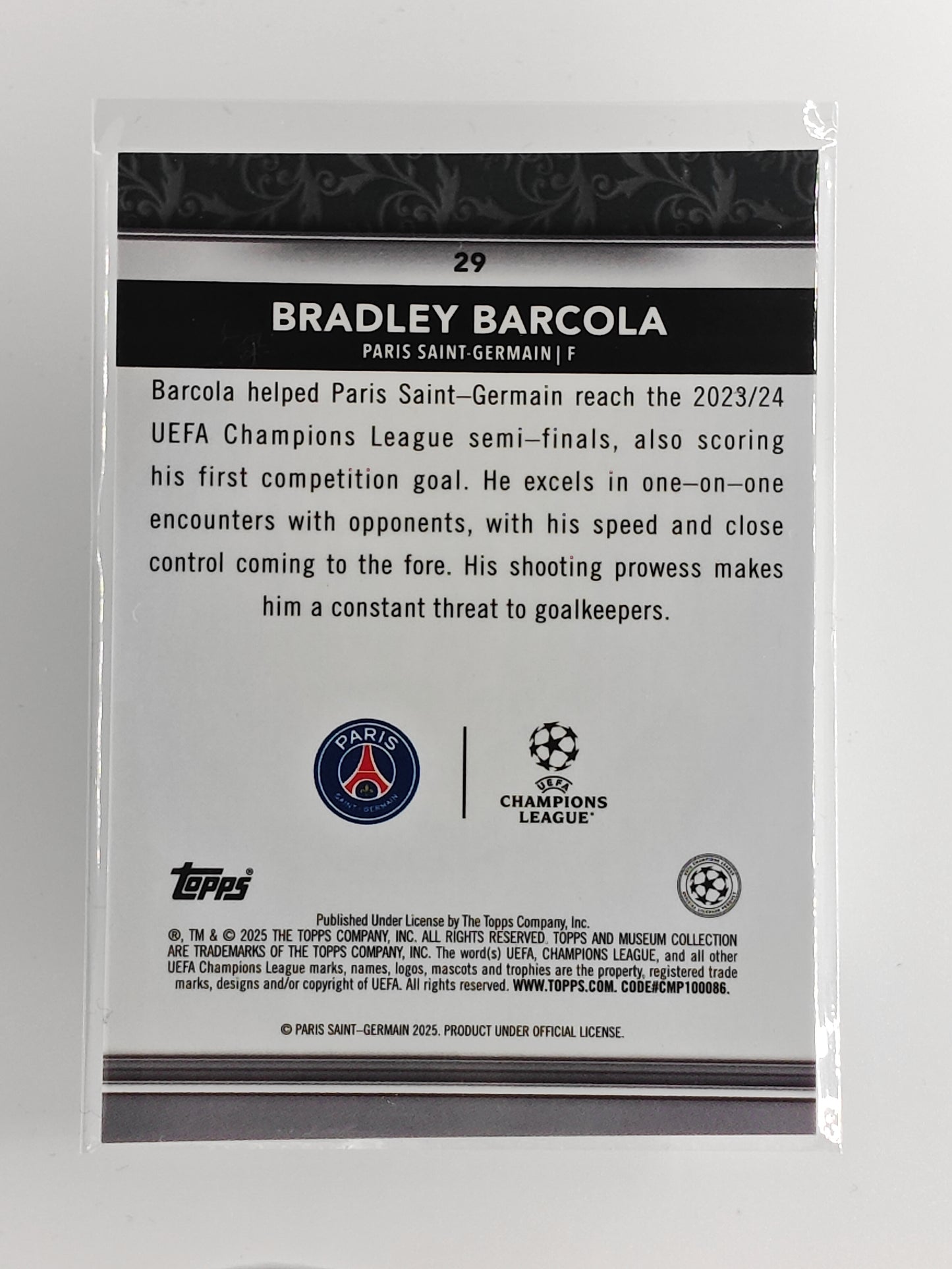 Bradley Barcola - Topps Museum 24/25
