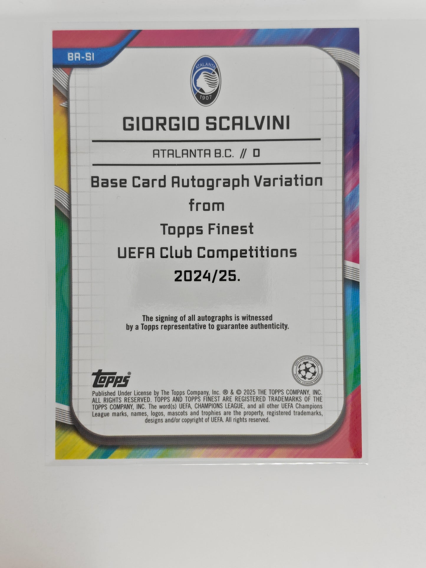 Giorgio Scalvini auto /150 - Topps Finest 24/25