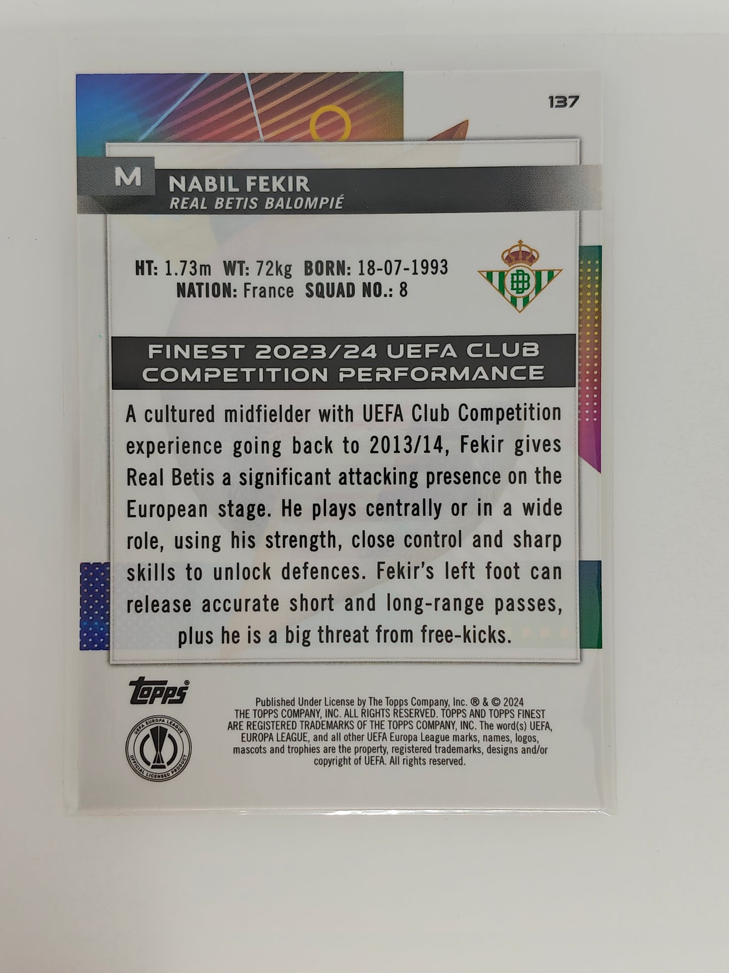 Nabil Fekir 1/50 - Topps Finest 23/24