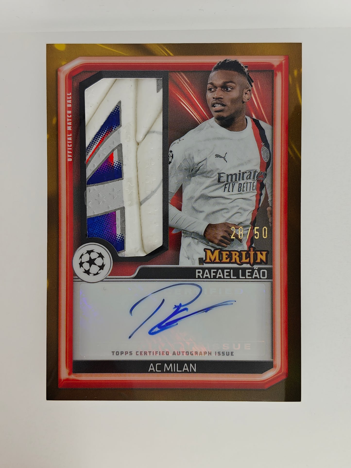 Rafael Leao auto /50 matchball relic casehit SP - Topps Merlin 23/24