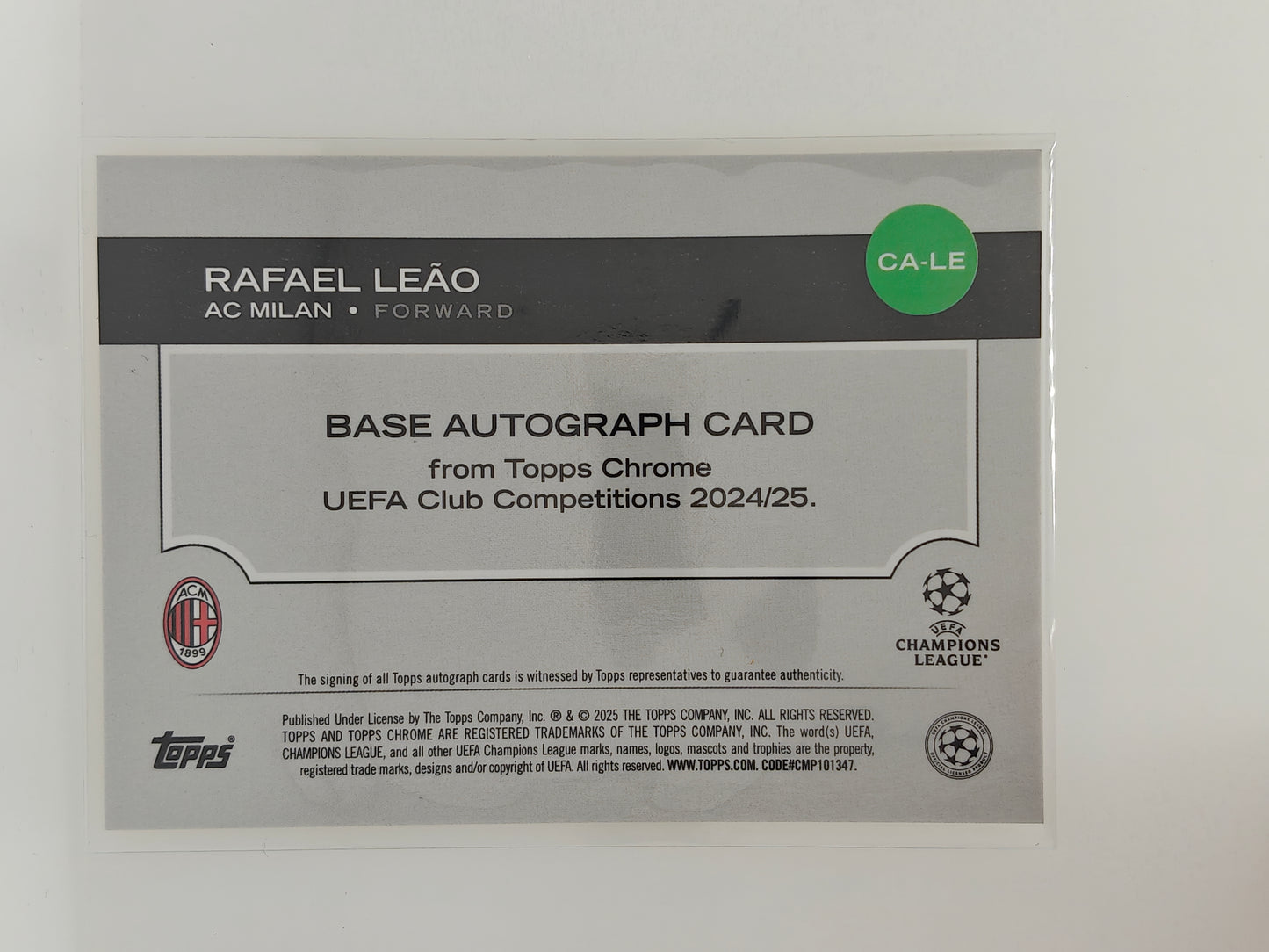 Rafael Leao auto /50 - Topps Chrome 24/25