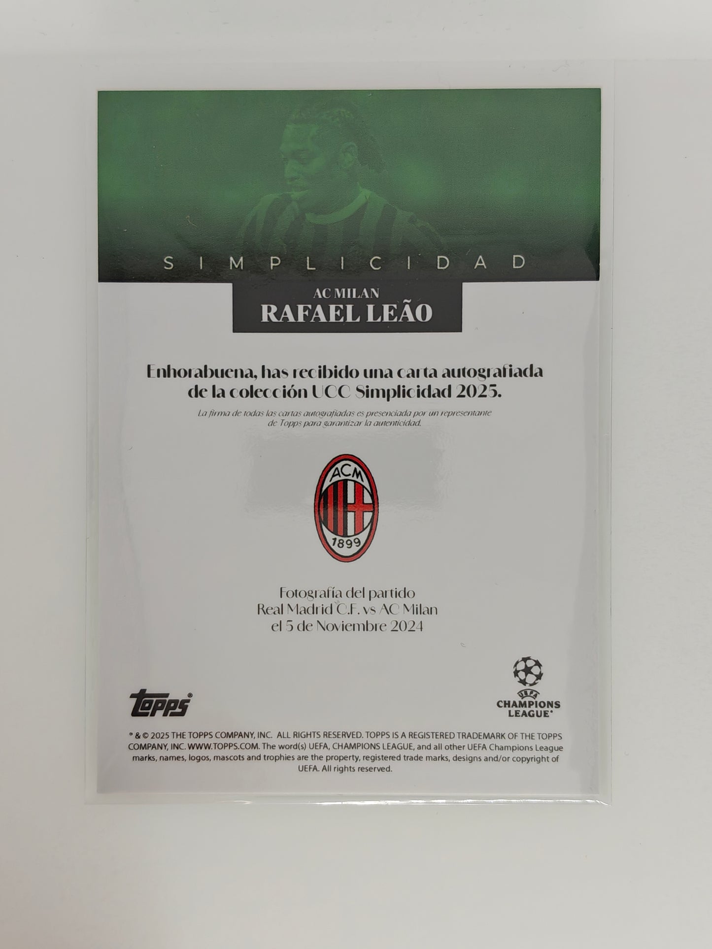 Rafael Leao auto /99 - Topps Simplicidad 24/25