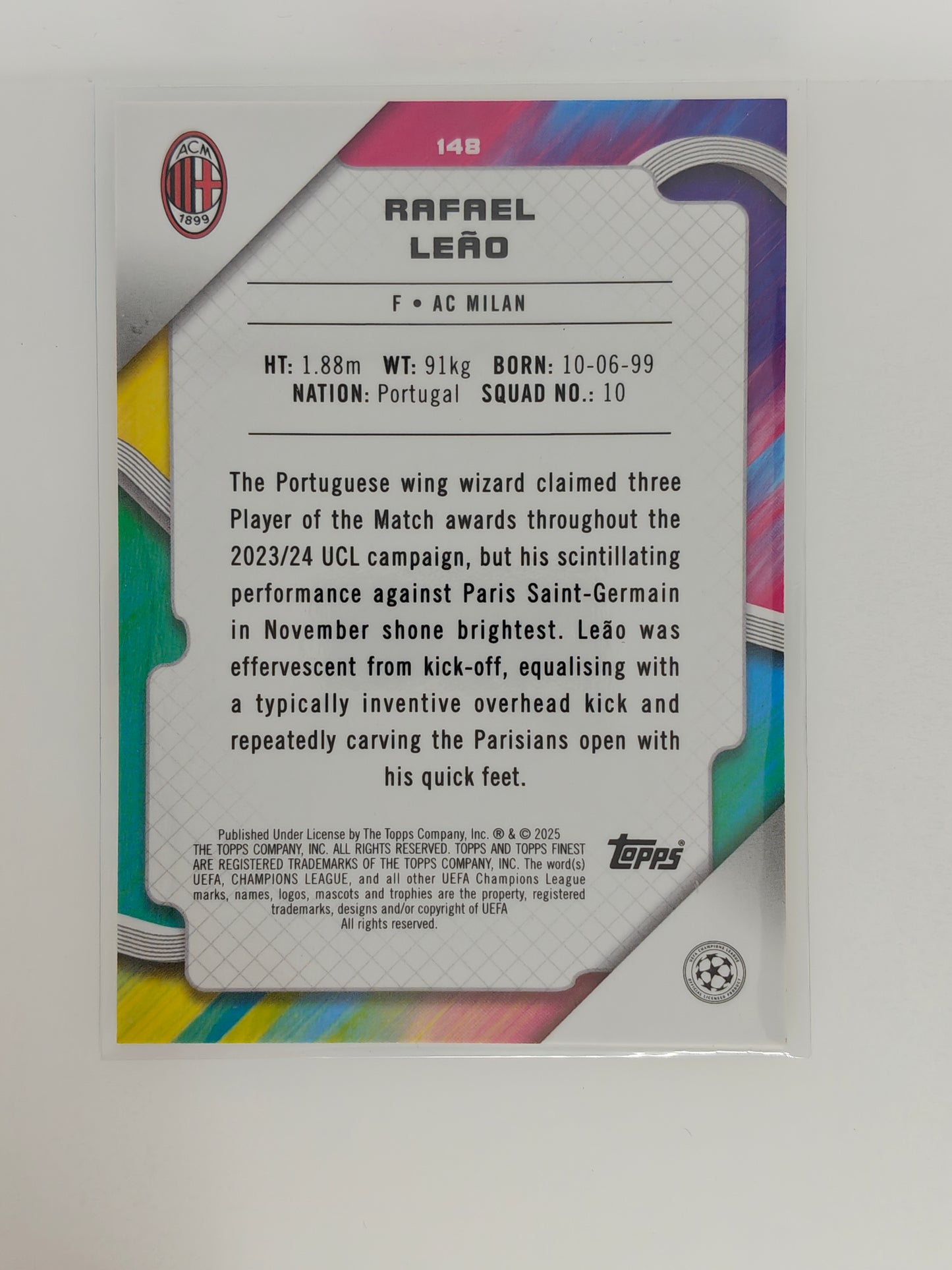 Rafael Leao /50 - Topps Finest 24/25