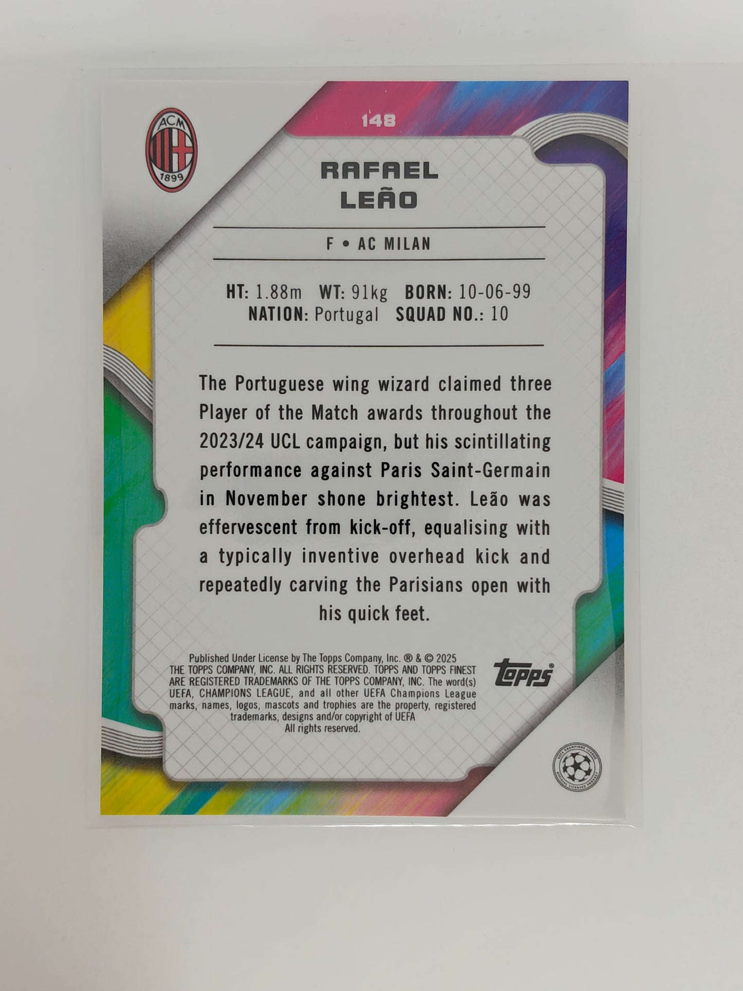 Rafael Leao /50 - Topps Finest 24/25