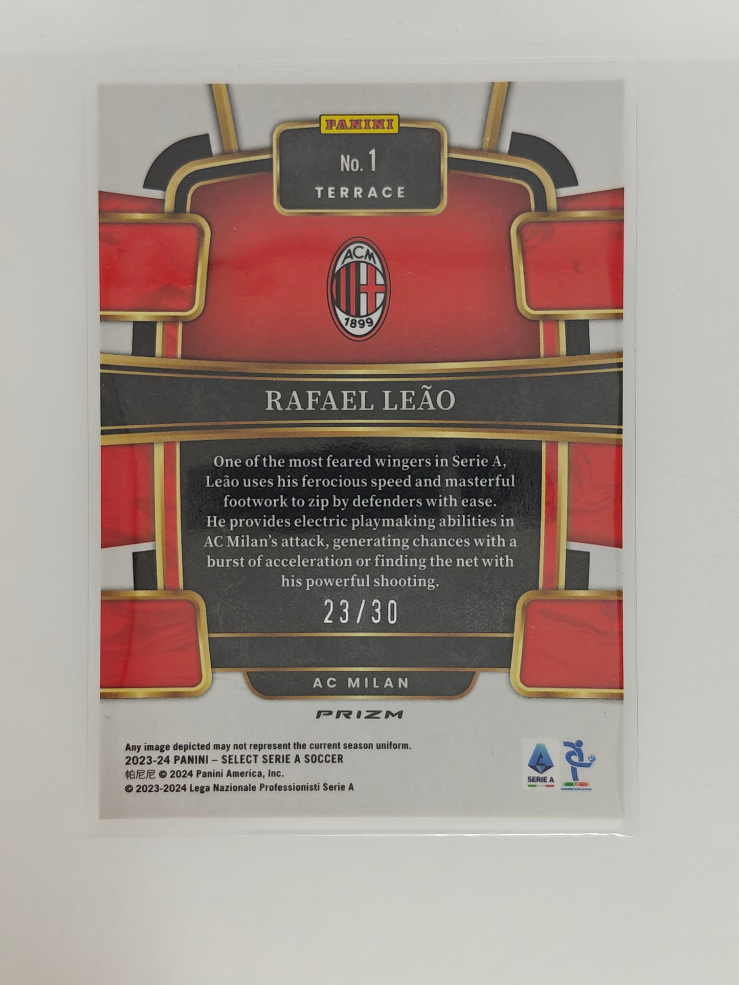 Rafael Leao /30 - Panini Select Serie A 23/24