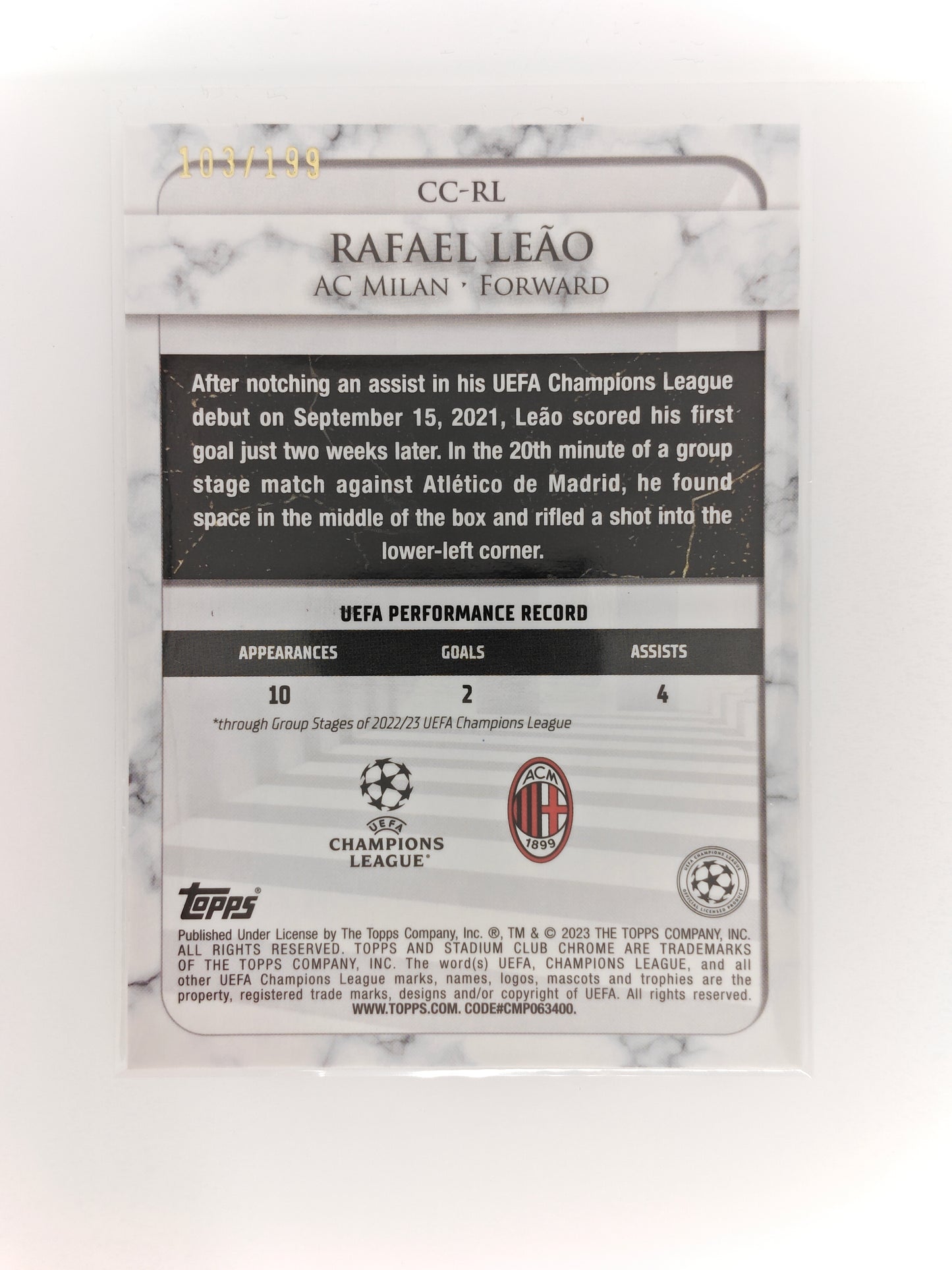 Rafael Leao /199 Championship Contributions - Topps Stadium Chrome 23/24