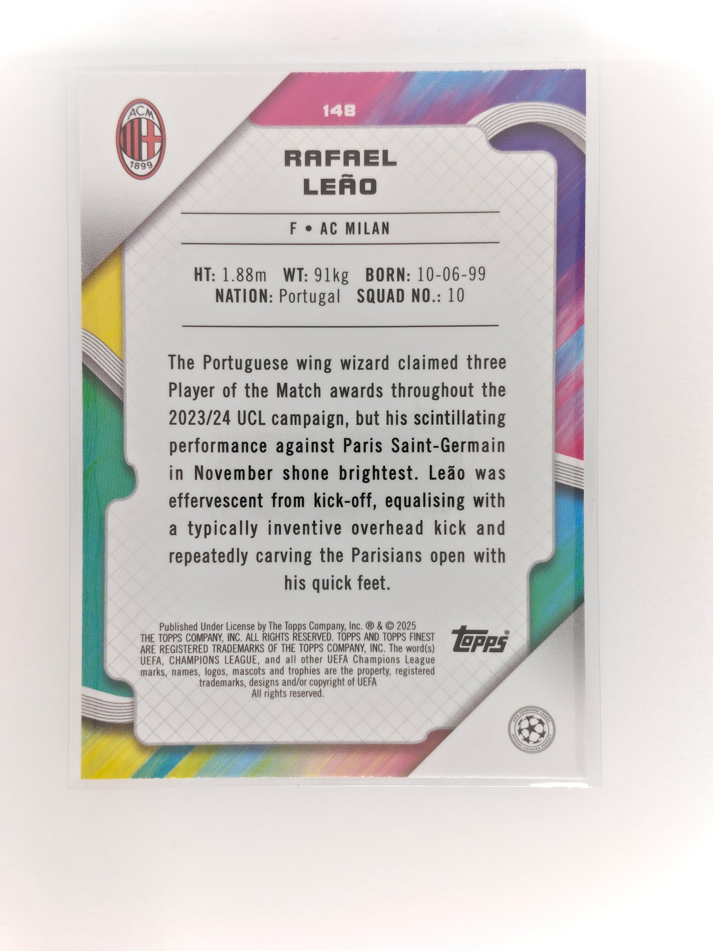 Rafael Leao /150 - Topps Finest 24/25