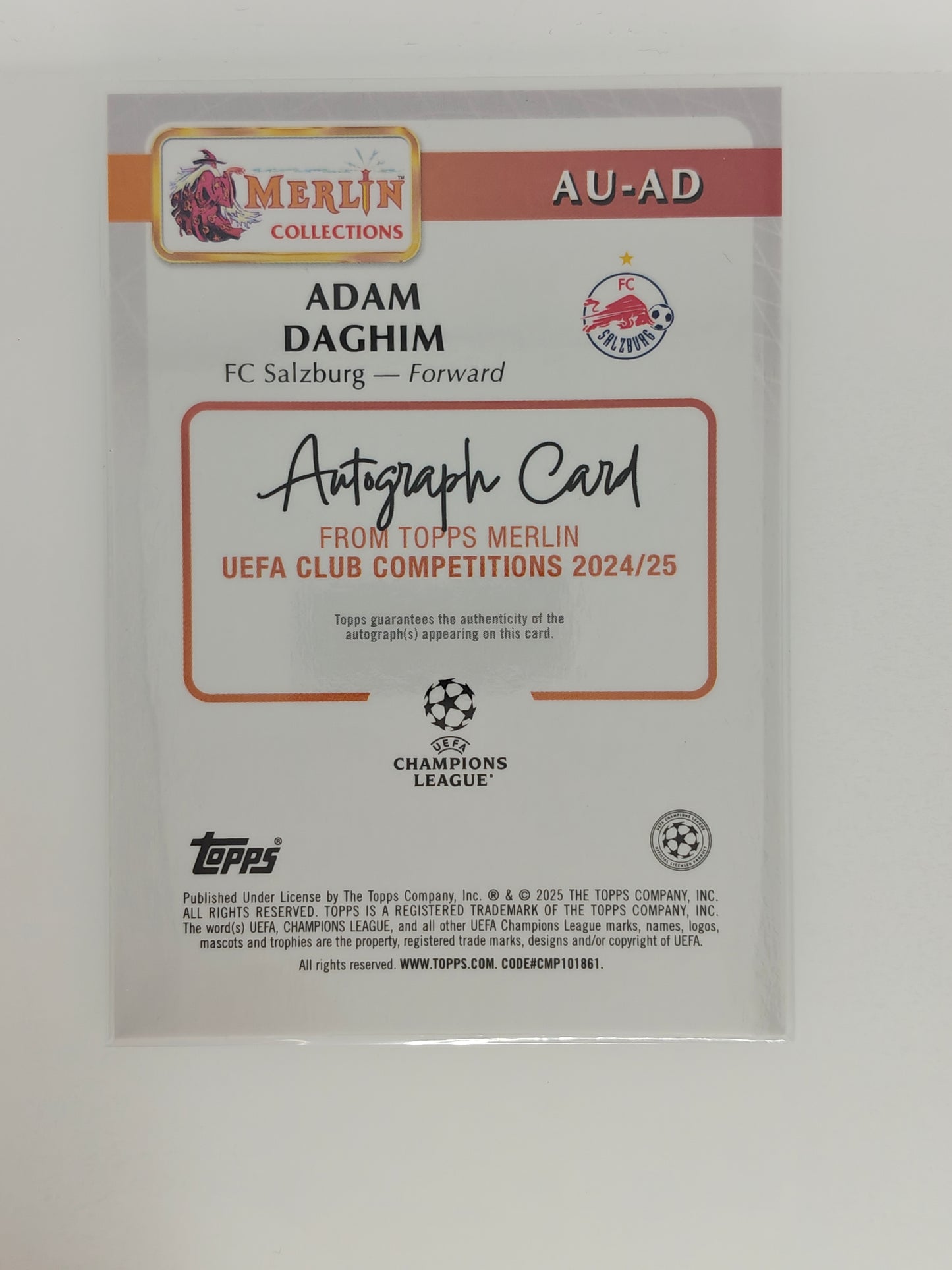 Adam Daghim auto rc - Topps Merlin 24/25