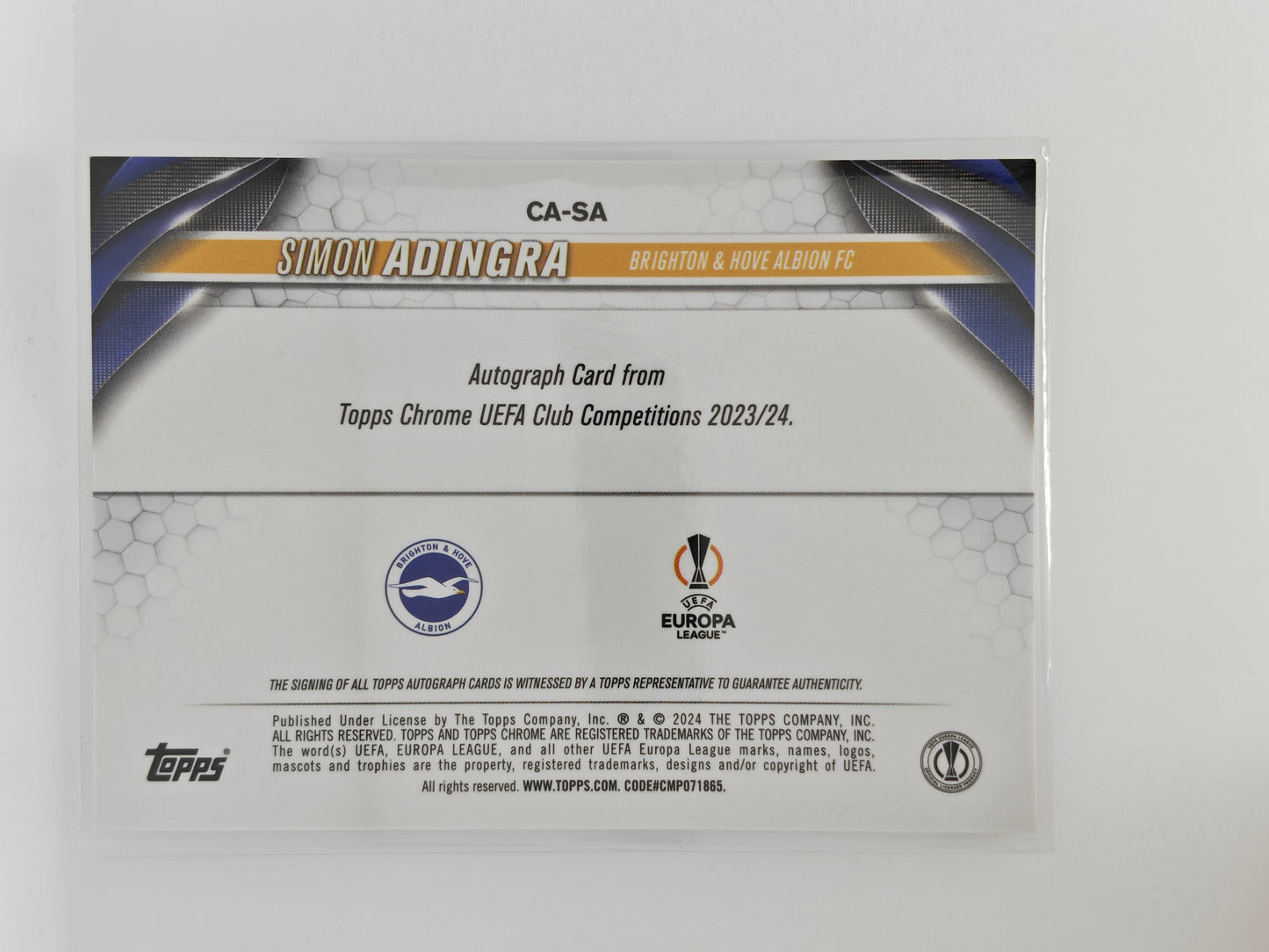 Simon Adingra auto sapphire - Topps Sapphire 23/24