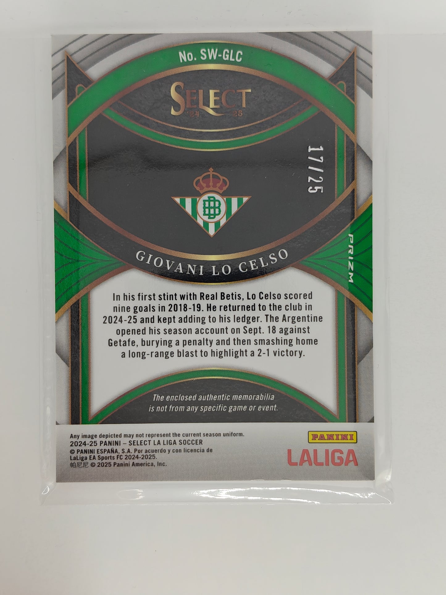 Giovani Lo Celso patch /25 - Panini Select La Liga 24/25