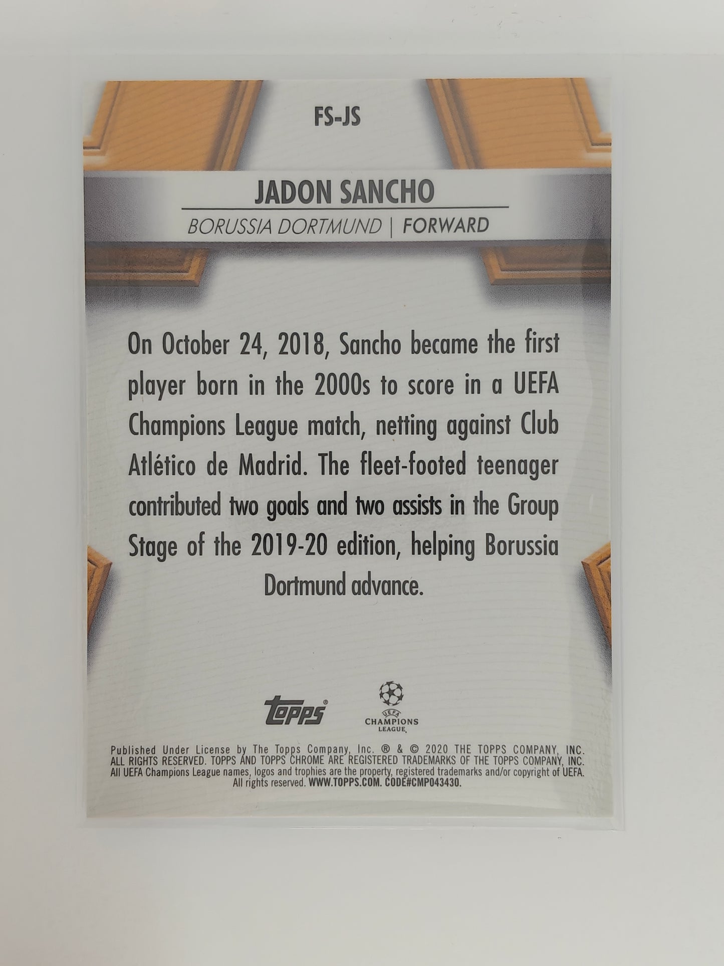Jaden Sancho Future stars Sapphire - Topps Sapphire 19/20