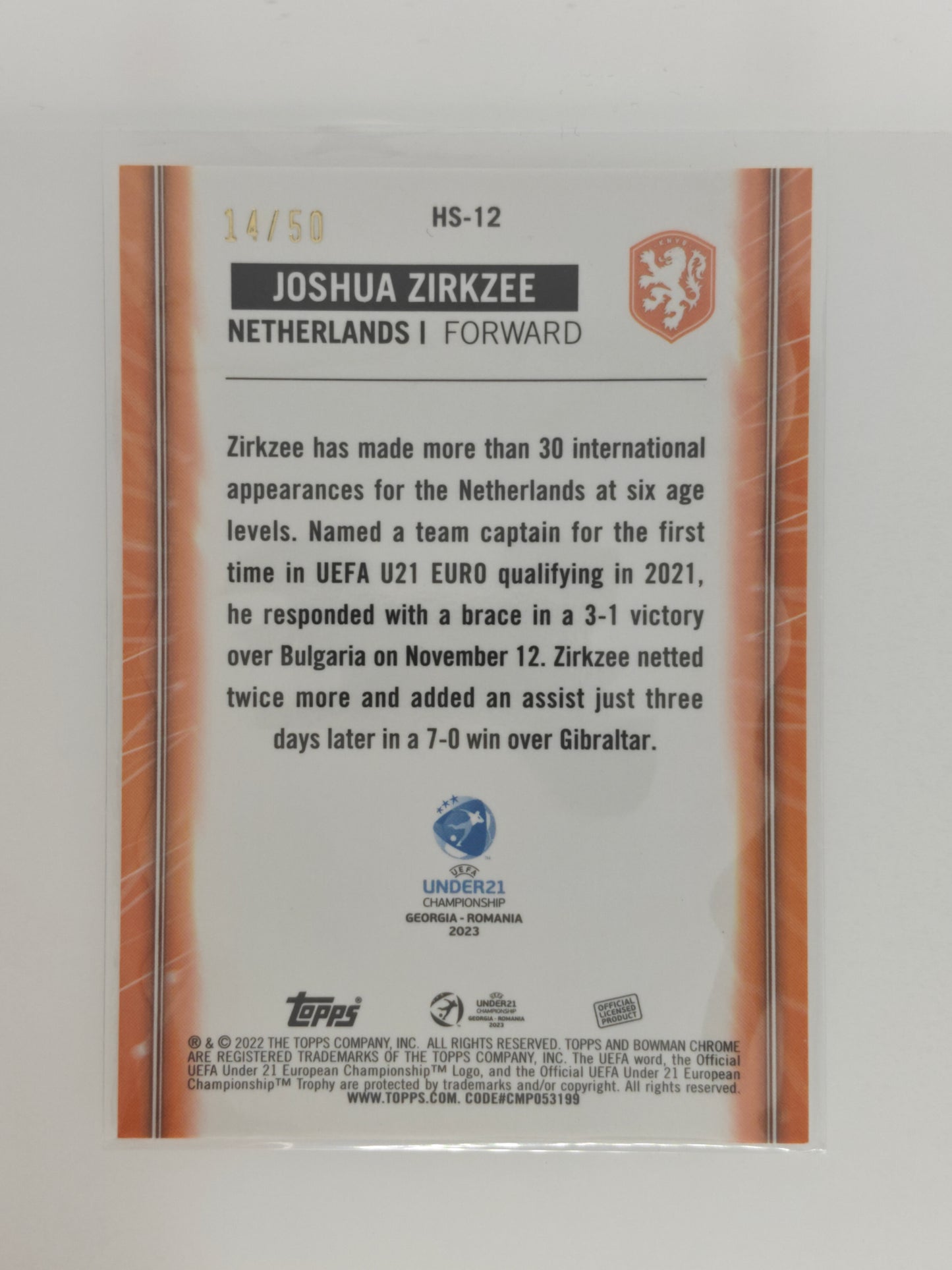 Joshua Zirkzee /50  Bowman - Topps Bowman u21 euro
