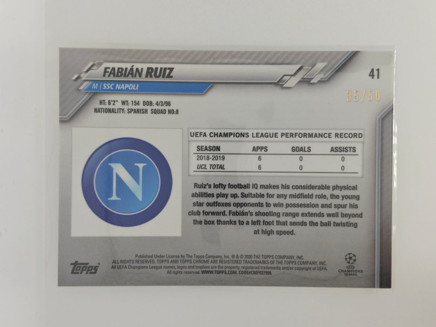 Fabian Ruiz /50 - Topps Chrome 20/21