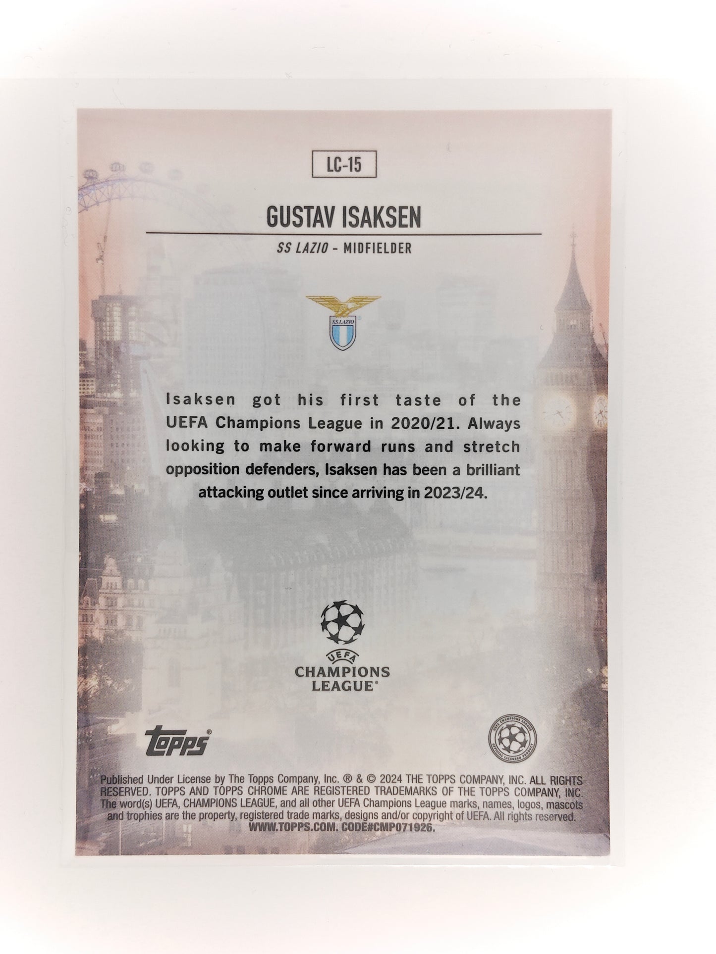 Gustav Isaksen rc London Calling - Topps Chrome 23/24
