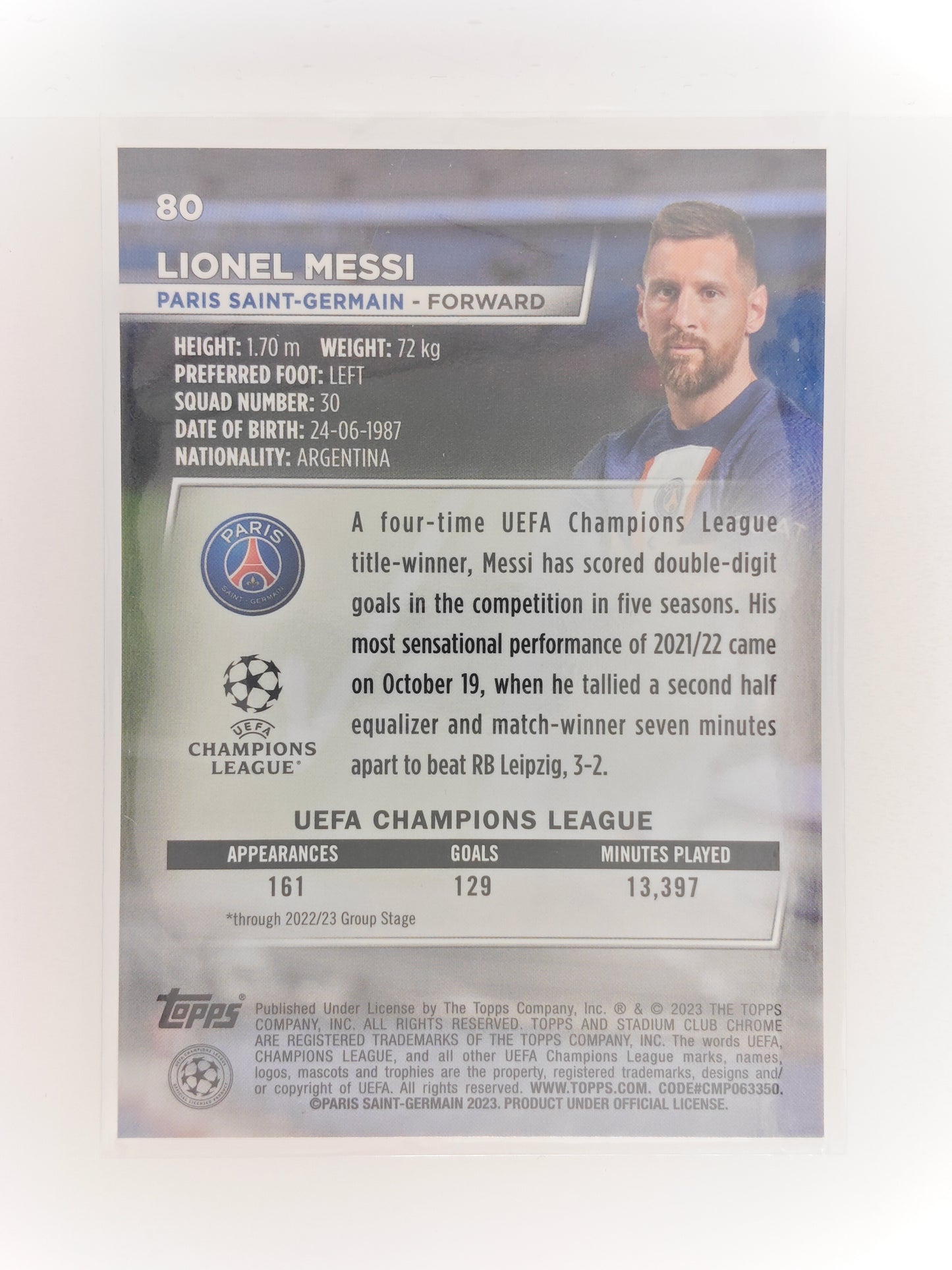 Lionel Messi - Topps Stadium Chrome 22/23