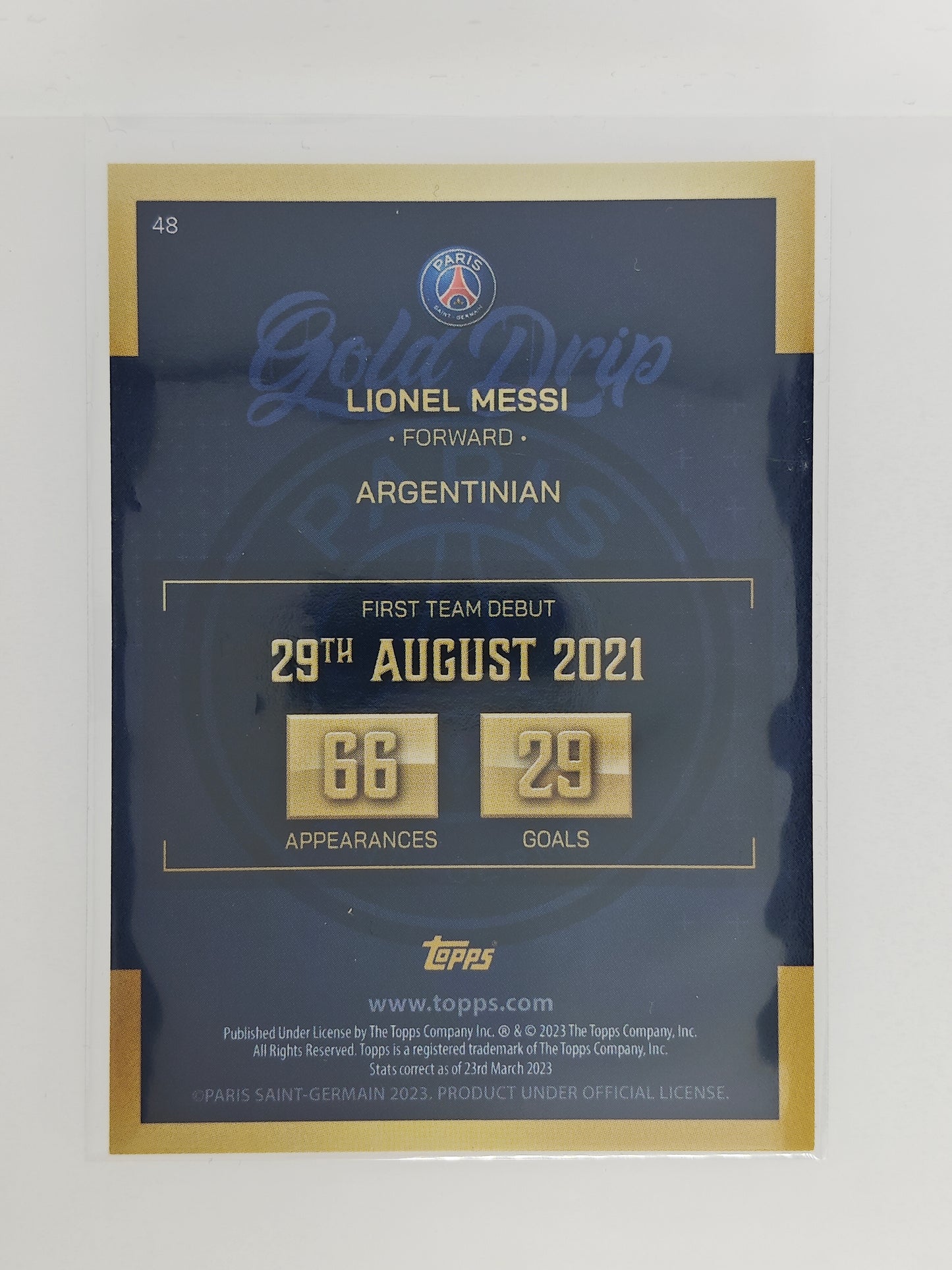 Lionel Messi Gold Drip - Topps PSG team set 22/23