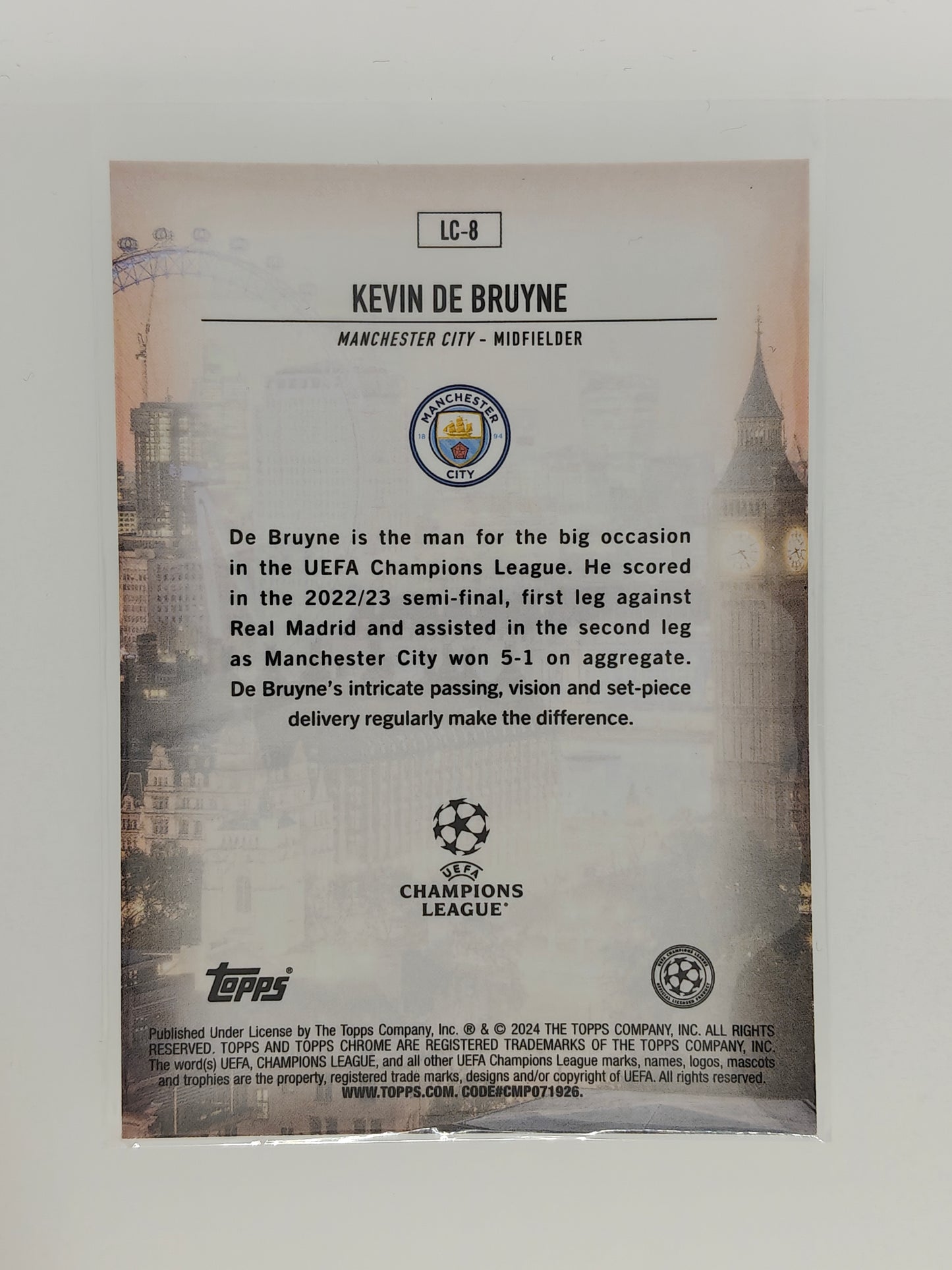 Kevin De Bruyne London Calling - Topps Chrome 23/24