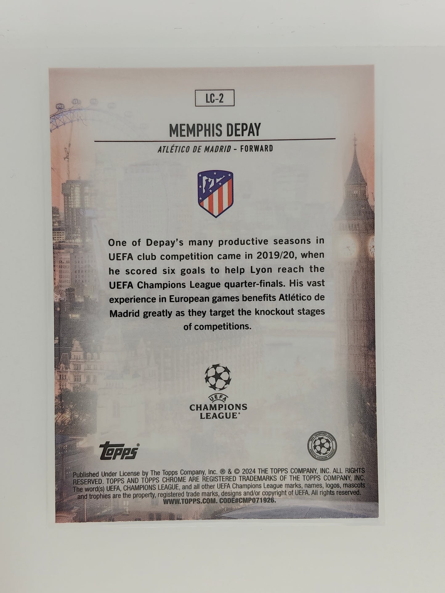 Memphis Depay London Calling - Topps Chrome 23/24