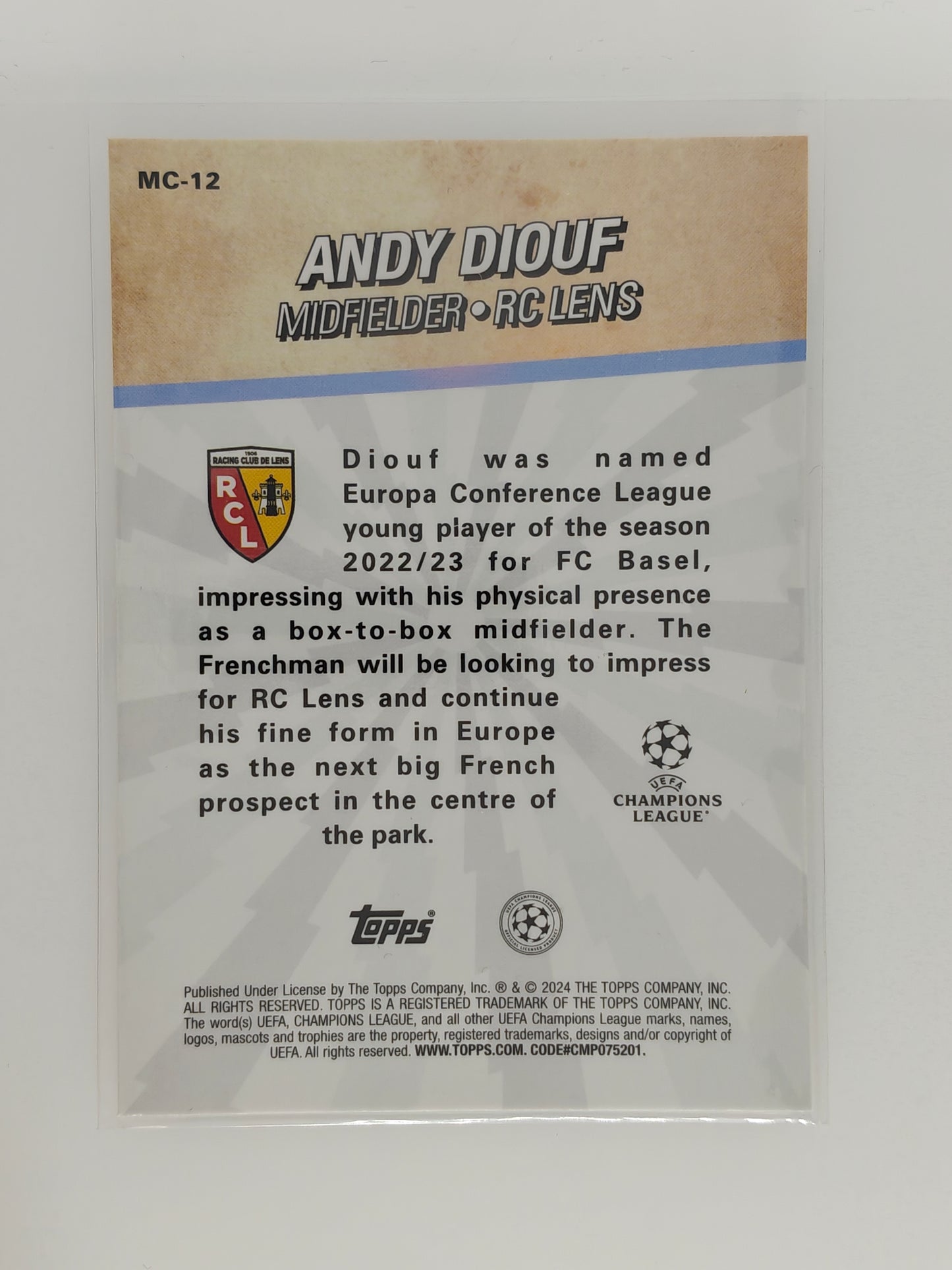 Andy Diouf RC Merlin's Chosen ones - Topps Merlin 23/24