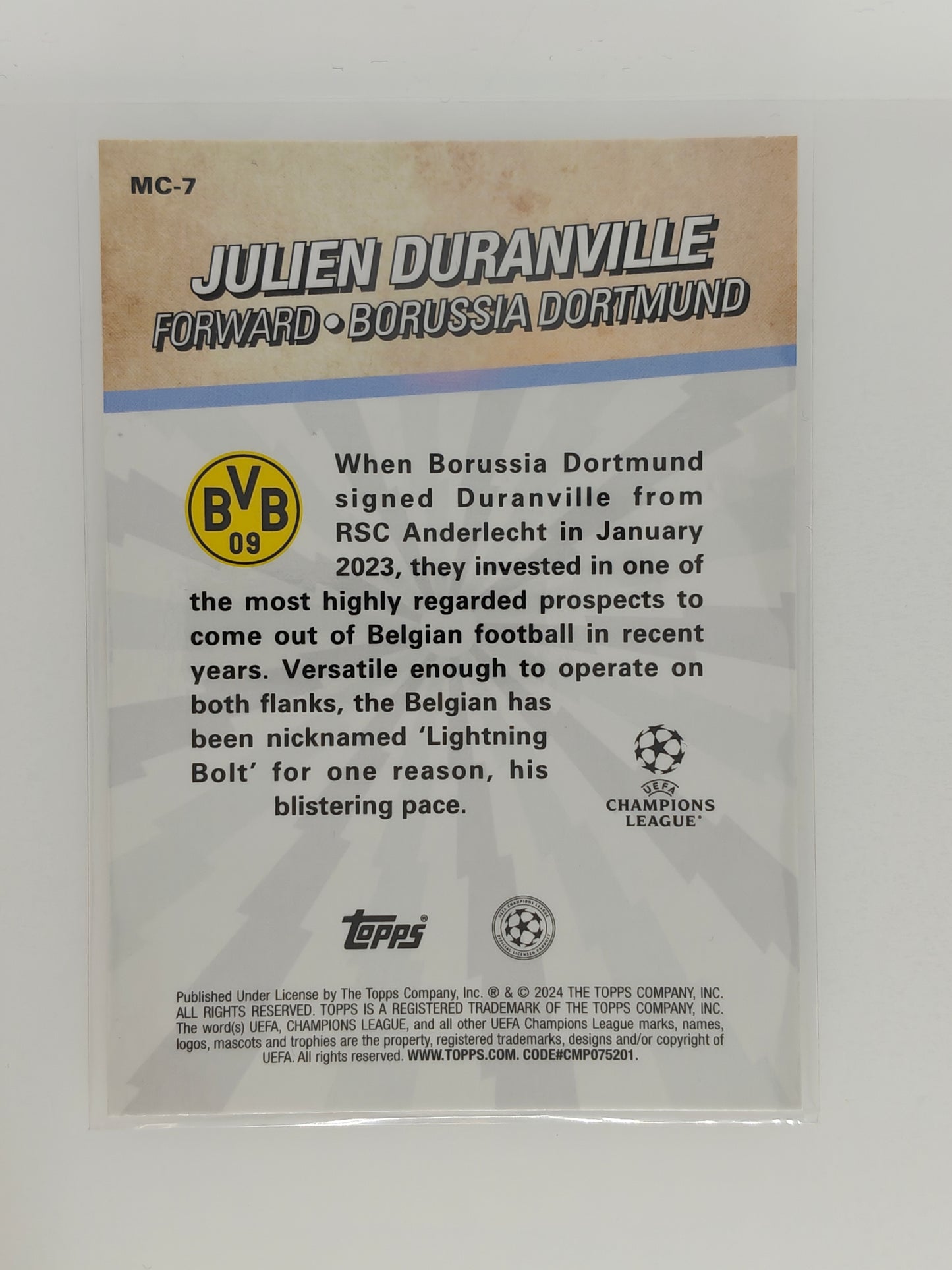 Julien Duranville RC Merlin's Chosen ones - Topps Merlin 23/24
