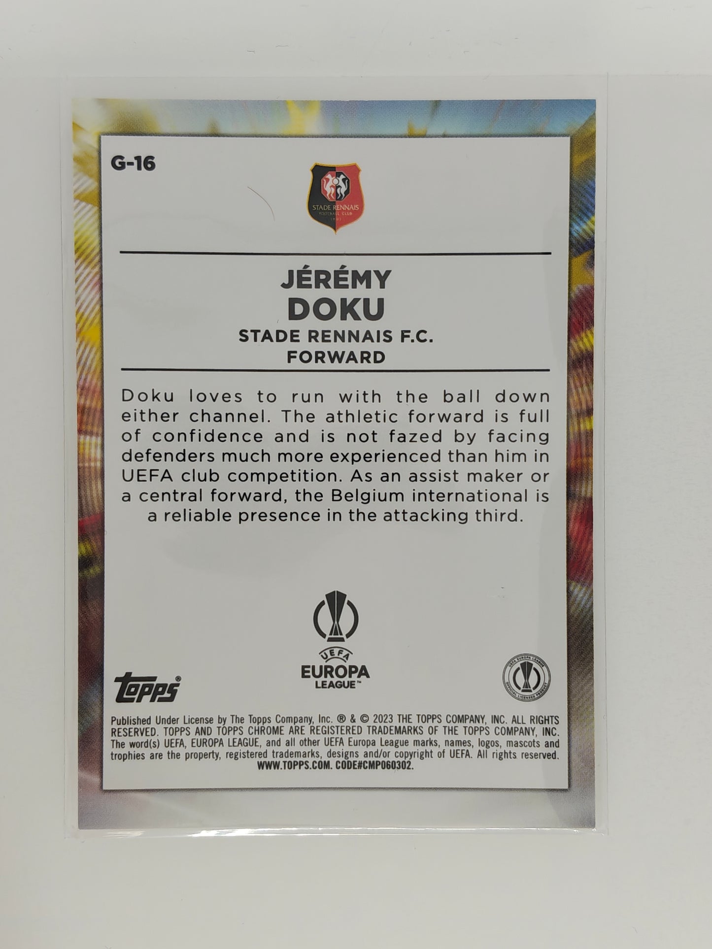 Jeremy Doku Golazo - Topps Chrome 22/23