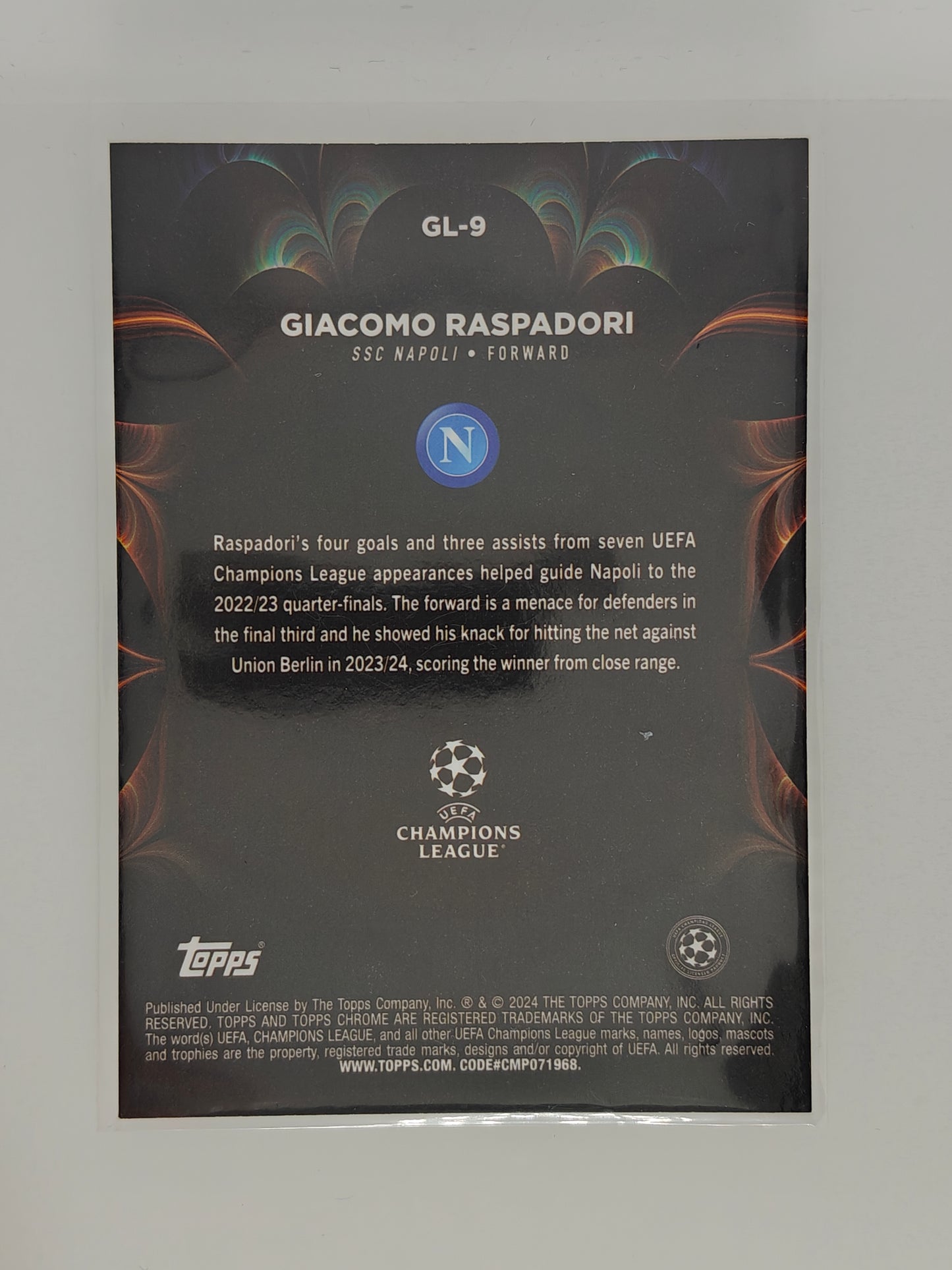 Giacomo Raspadori Golazo - Topps Chrome 23/24
