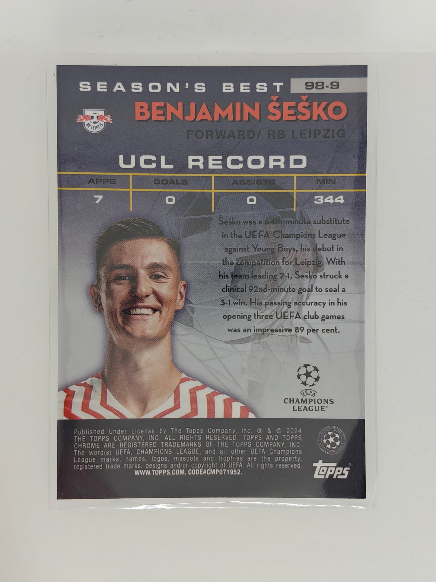 Benjamin Sesko Shooting Stars - Topps Chrome 23/24