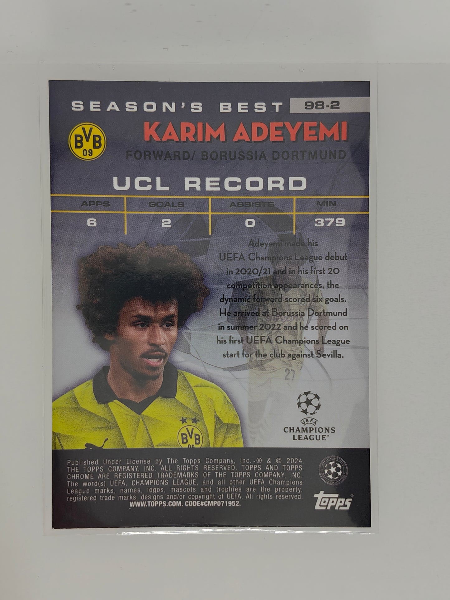 Karim Adeyemi Shooting Stars - Topps Chrome 23/24
