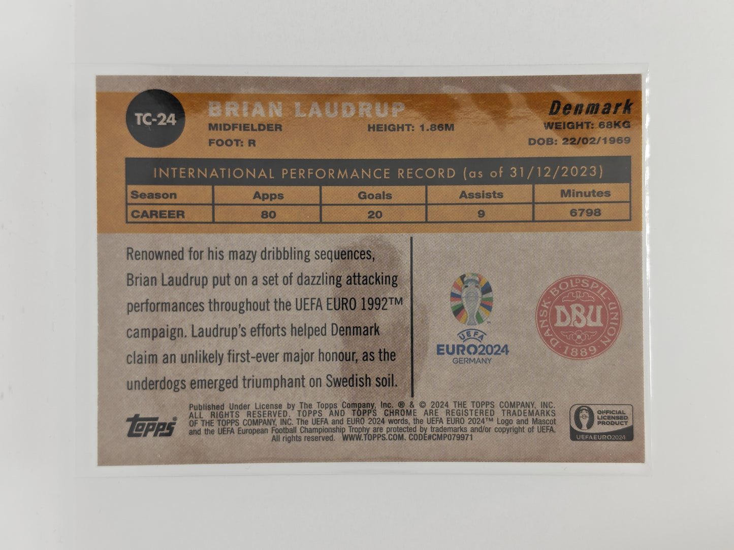 Brian Laudrup 1960 insert - Topps Chrome Euro 24