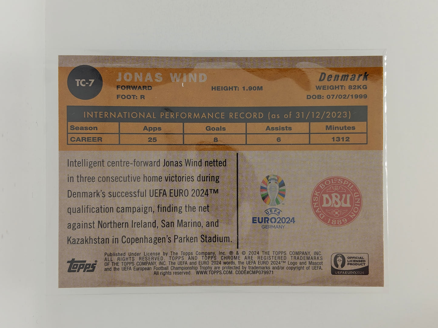 Jonas Wind 1960 insert - Topps Chrome Euro 24