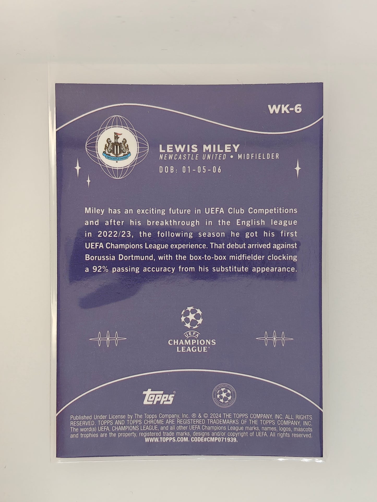 Lewis Miley RC  Wonderkids - Topps Chrome 23/24