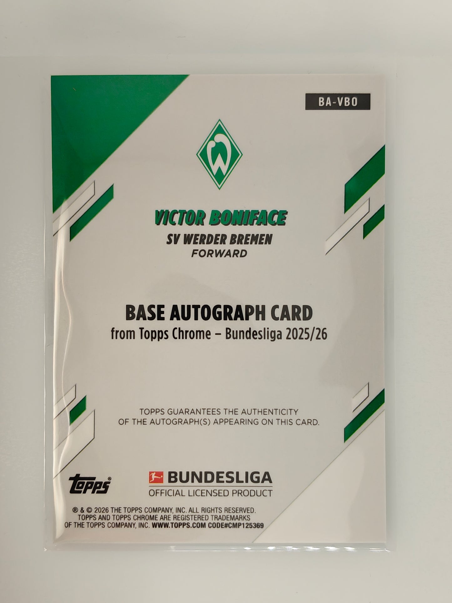 Victor Boniface auto /10 - Topps Chrome Bundesliga 25/26