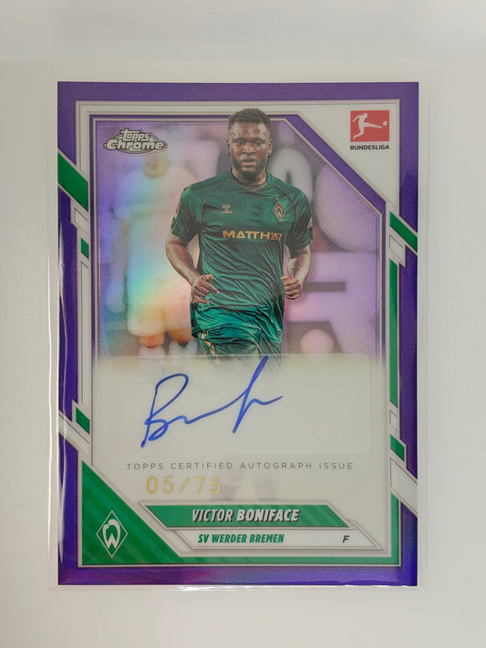Victor Boniface auto /75 - Topps Chrome Bundesliga 25/26
