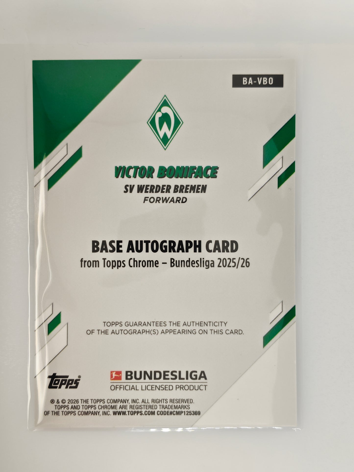 Victor Boniface auto /75 - Topps Chrome Bundesliga 25/26
