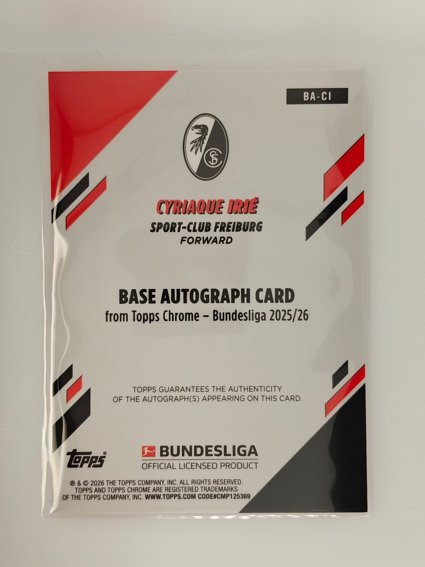 Cyriaque Irie auto /25 RC  - Topps Chrome Bundesliga 25/26