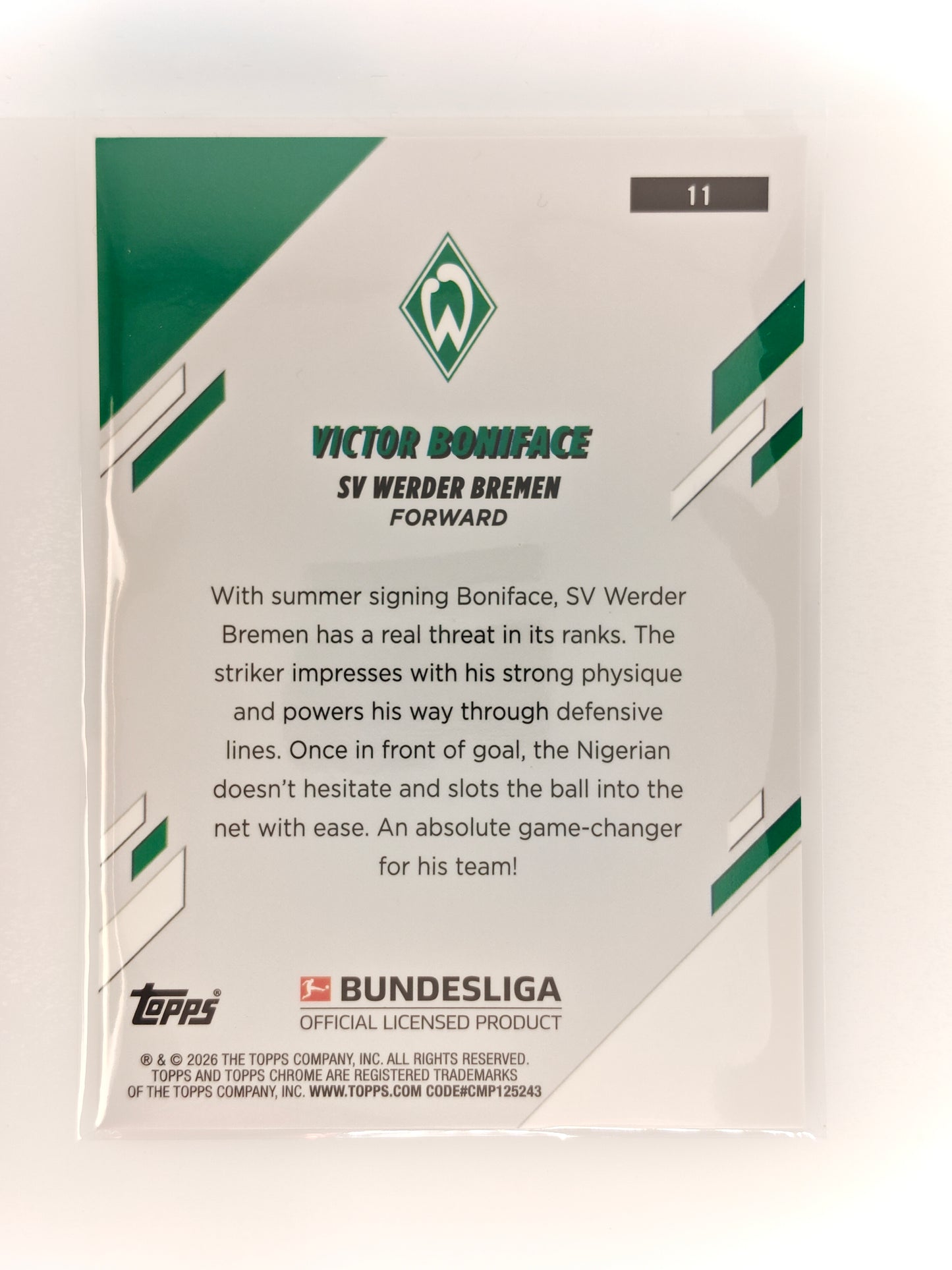 Victor Boniface /25  - Topps Chrome Bundesliga 25/26 - Sapphire
