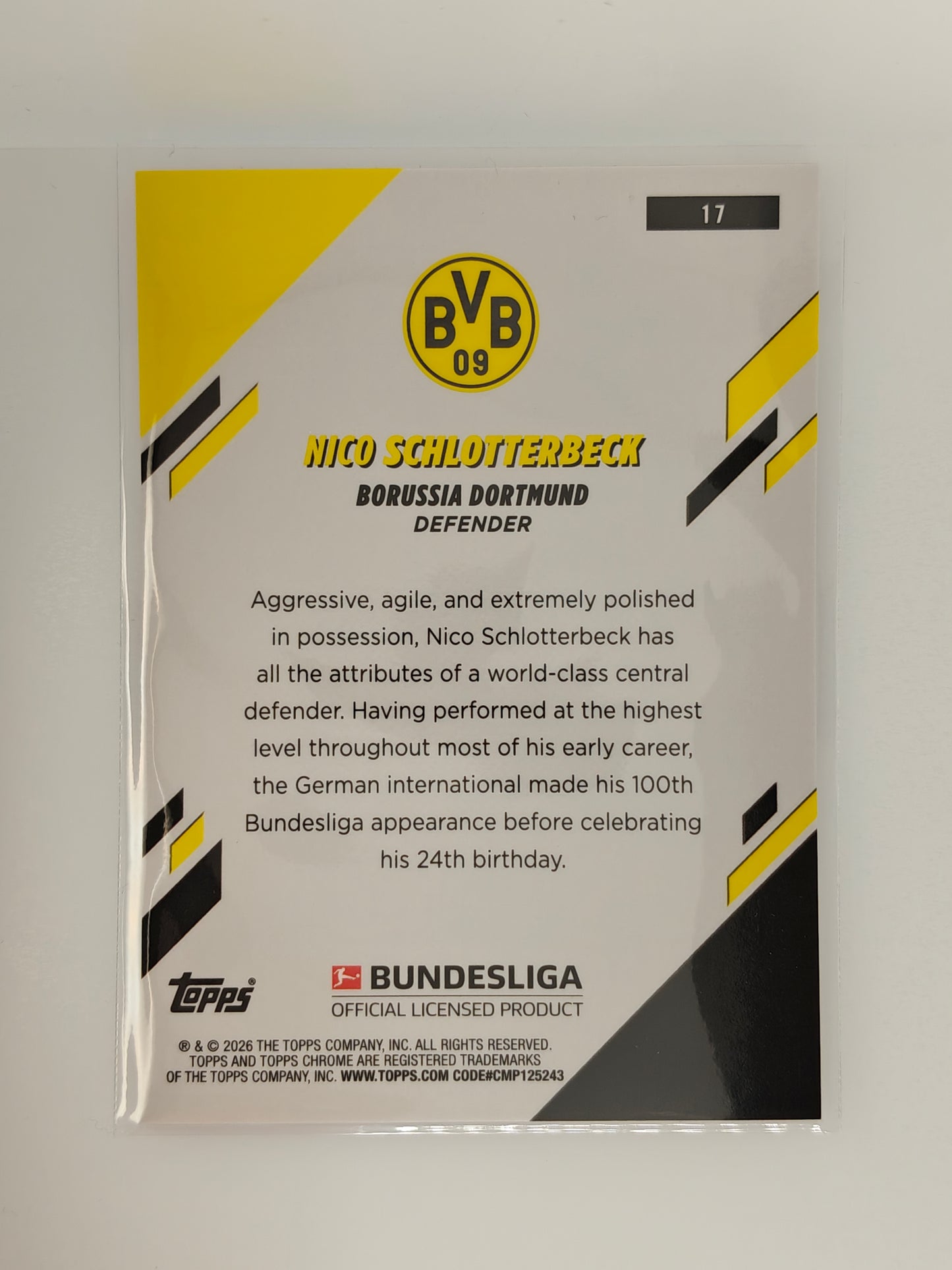 Nico Schlotterbeck /5 - Topps Chrome Bundesliga 25/26 - Sapphire