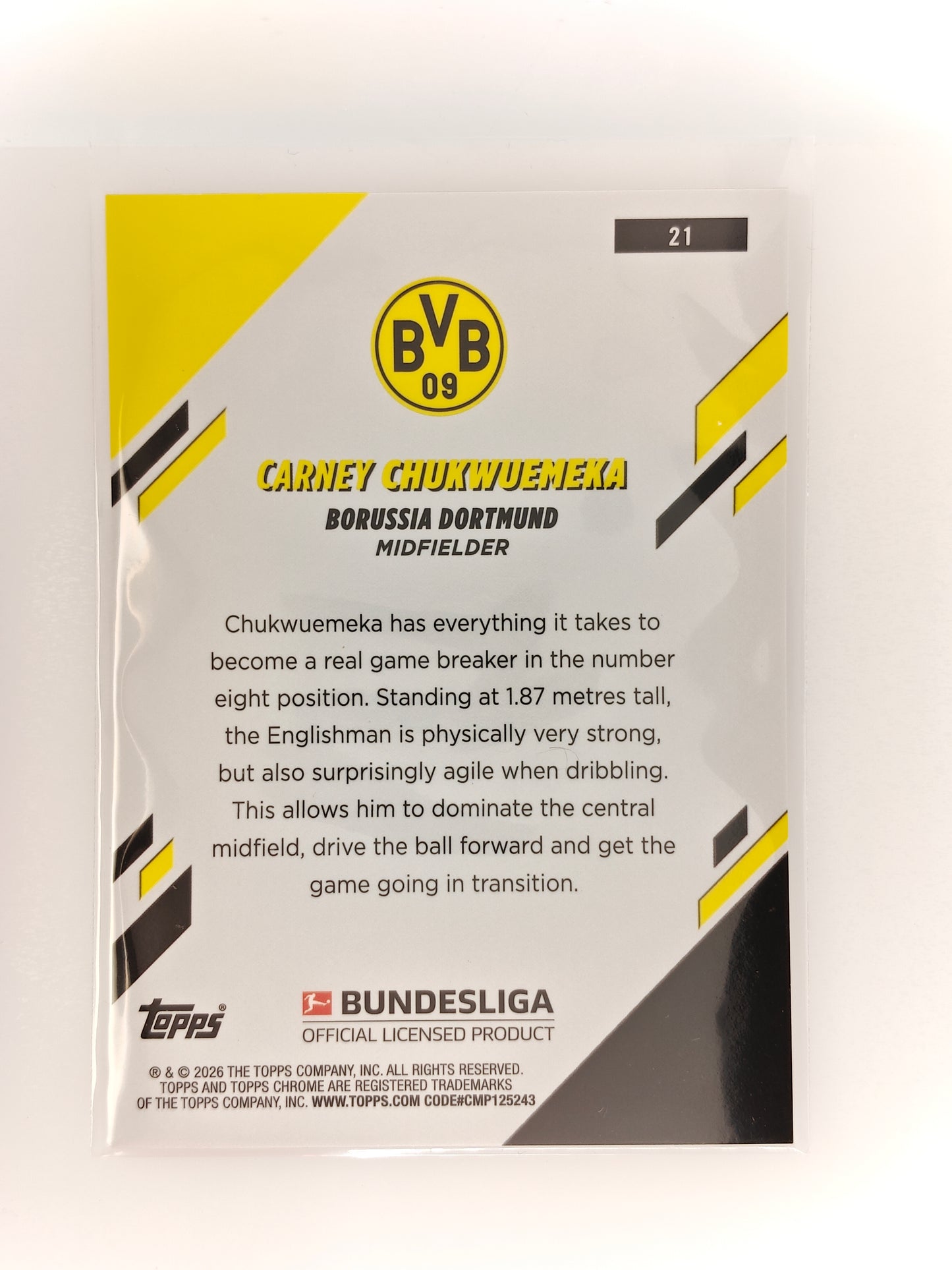 Carney Chukwuemeka /5 - Topps Chrome Bundesliga 25/26 - Sapphire