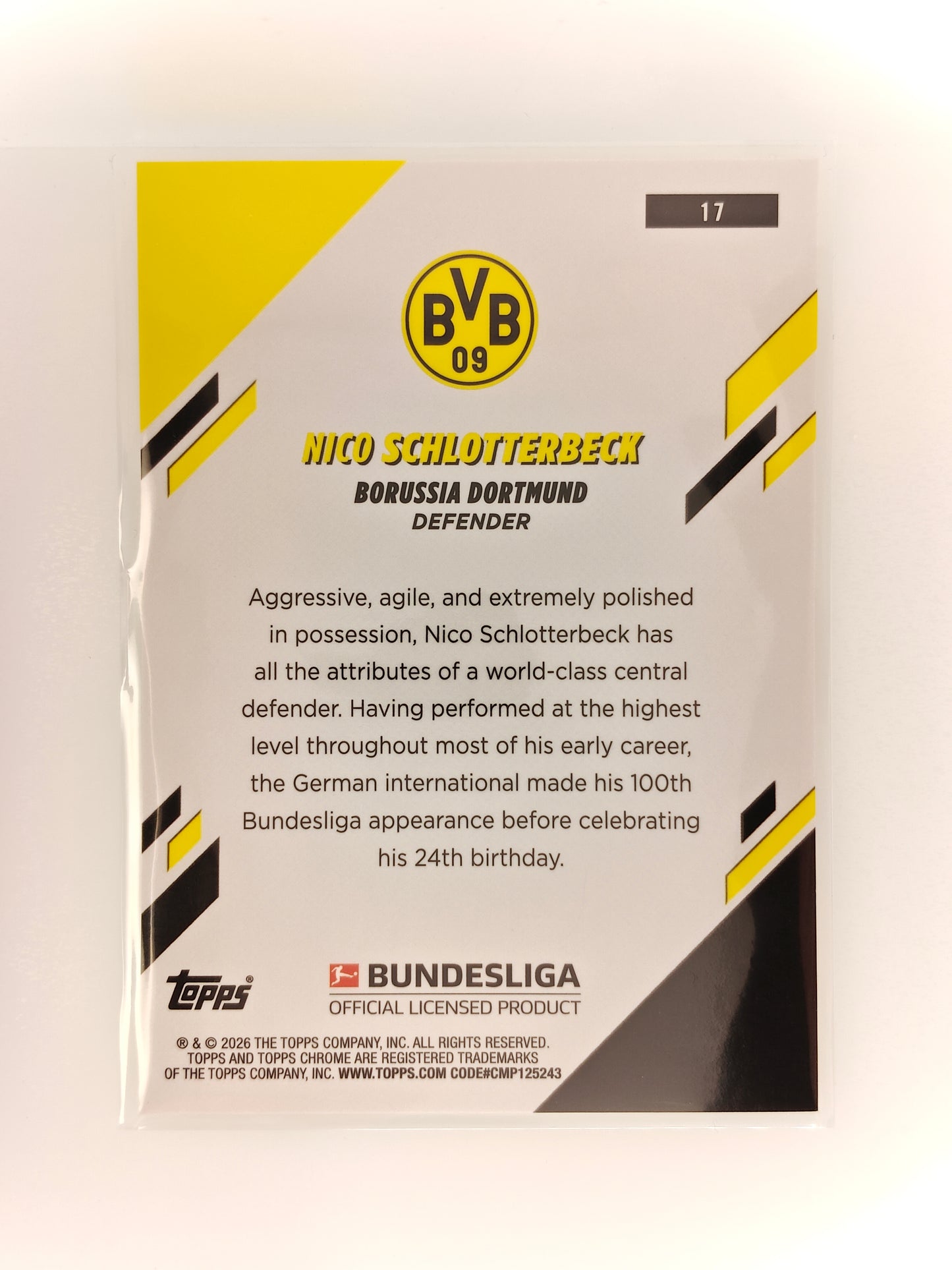 Nico Schlotterbeck /75 - Topps Chrome Bundesliga 25/26 - Sapphire