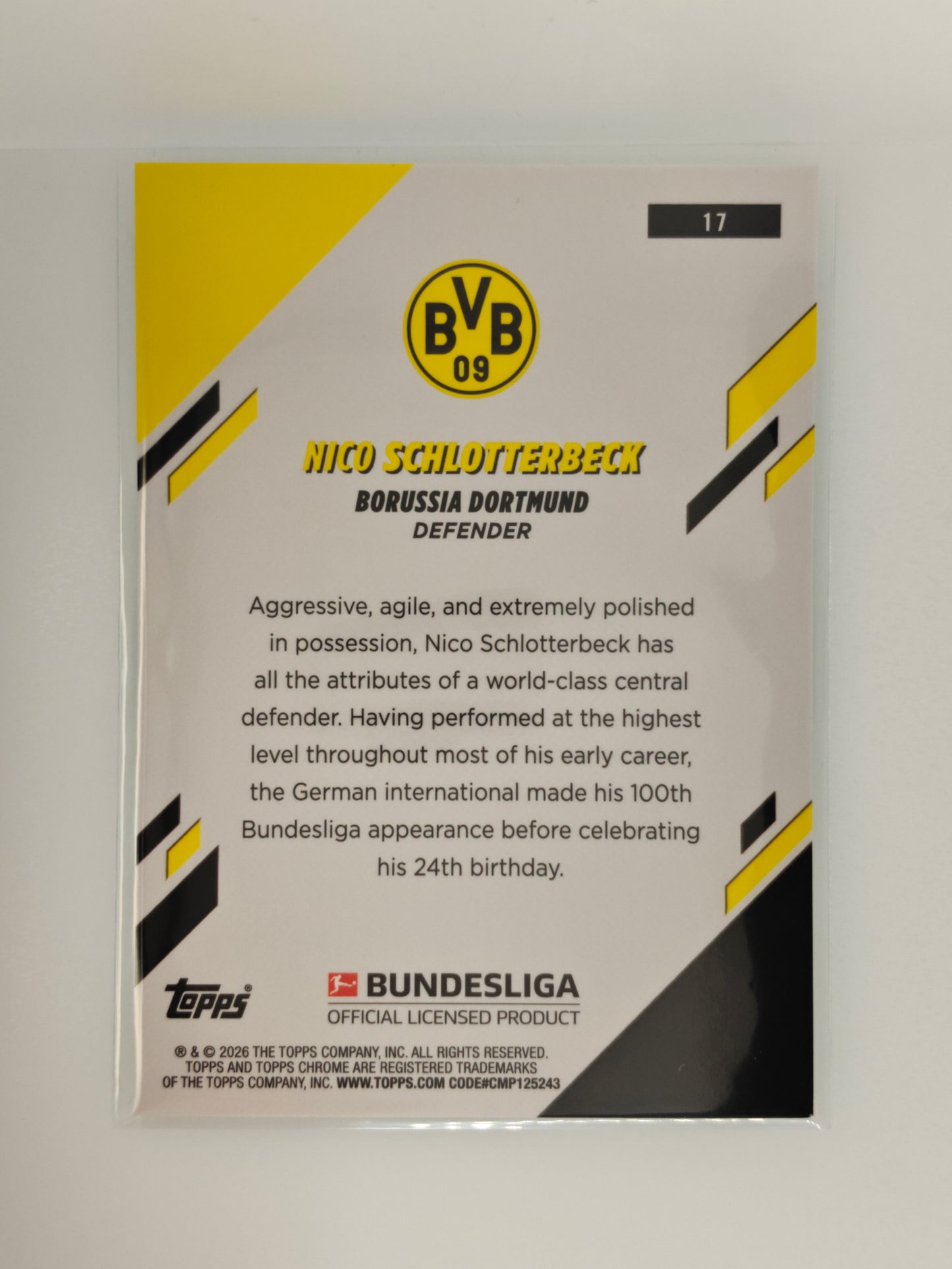 Nico Schlotterbeck /99 - Topps Chrome Bundesliga 25/26 - Sapphire