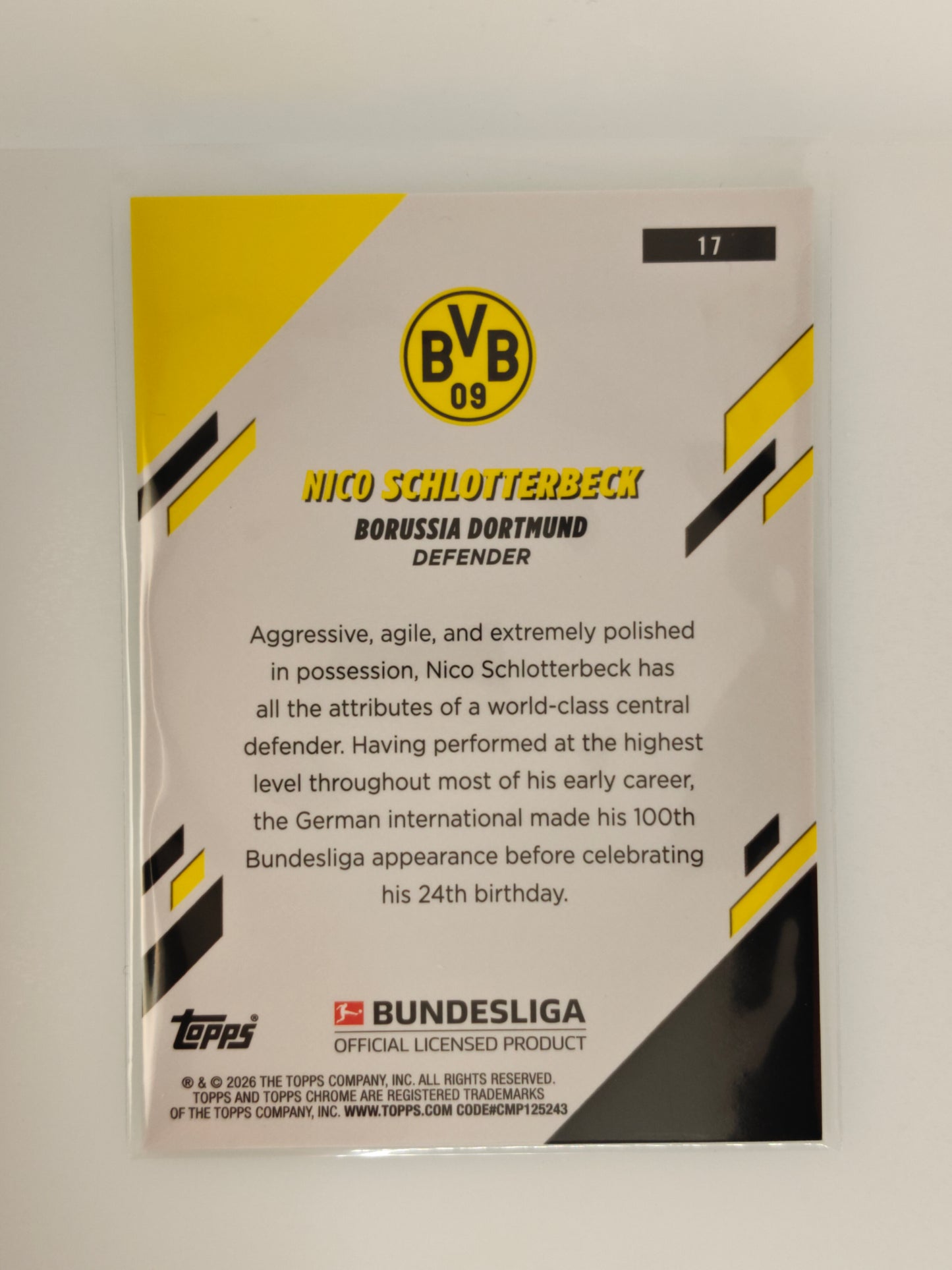 Nico Schlotterbeck /99 - Topps Chrome Bundesliga 25/26 - Sapphire