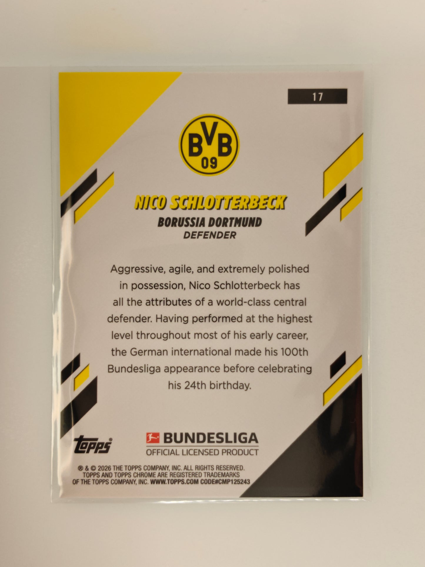 Nico Schlotterbeck /99 - Topps Chrome Bundesliga 25/26 - Sapphire