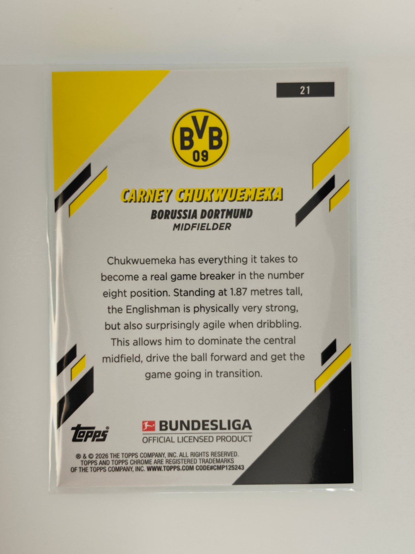 Carney Chukwuemeka /99 - Topps Chrome Bundesliga 25/26 - Sapphire