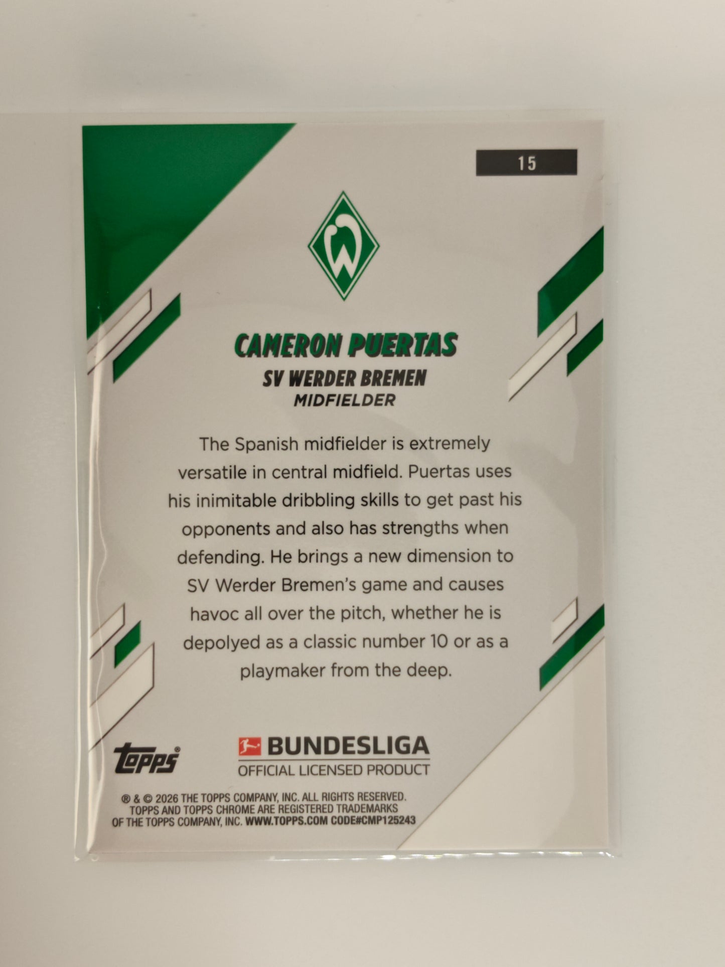 Cameron Puertas /50 - Topps Chrome Bundesliga 25/26 - Sapphire