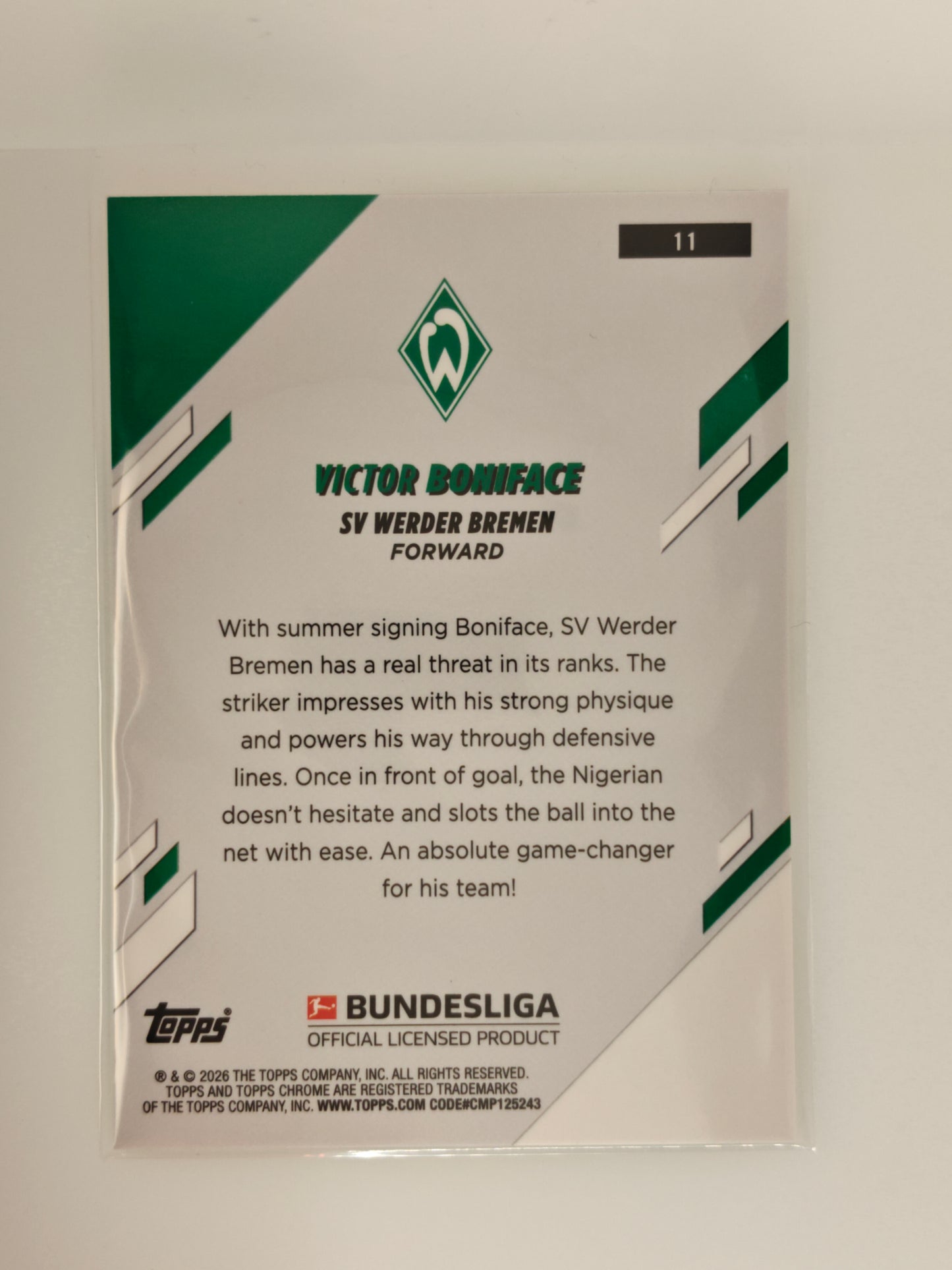 Victor Boniface /75 - Topps Chrome Bundesliga 25/26 - Sapphire