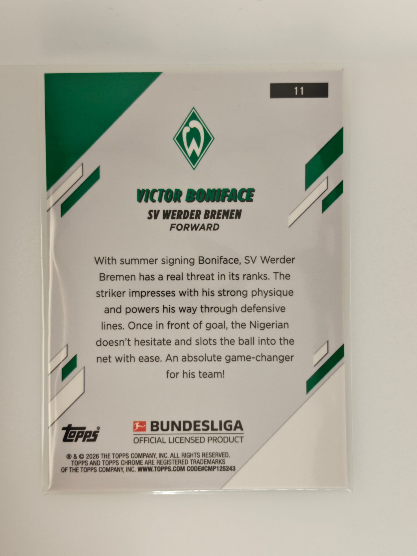 Victor Boniface /75 - Topps Chrome Bundesliga 25/26 - Sapphire