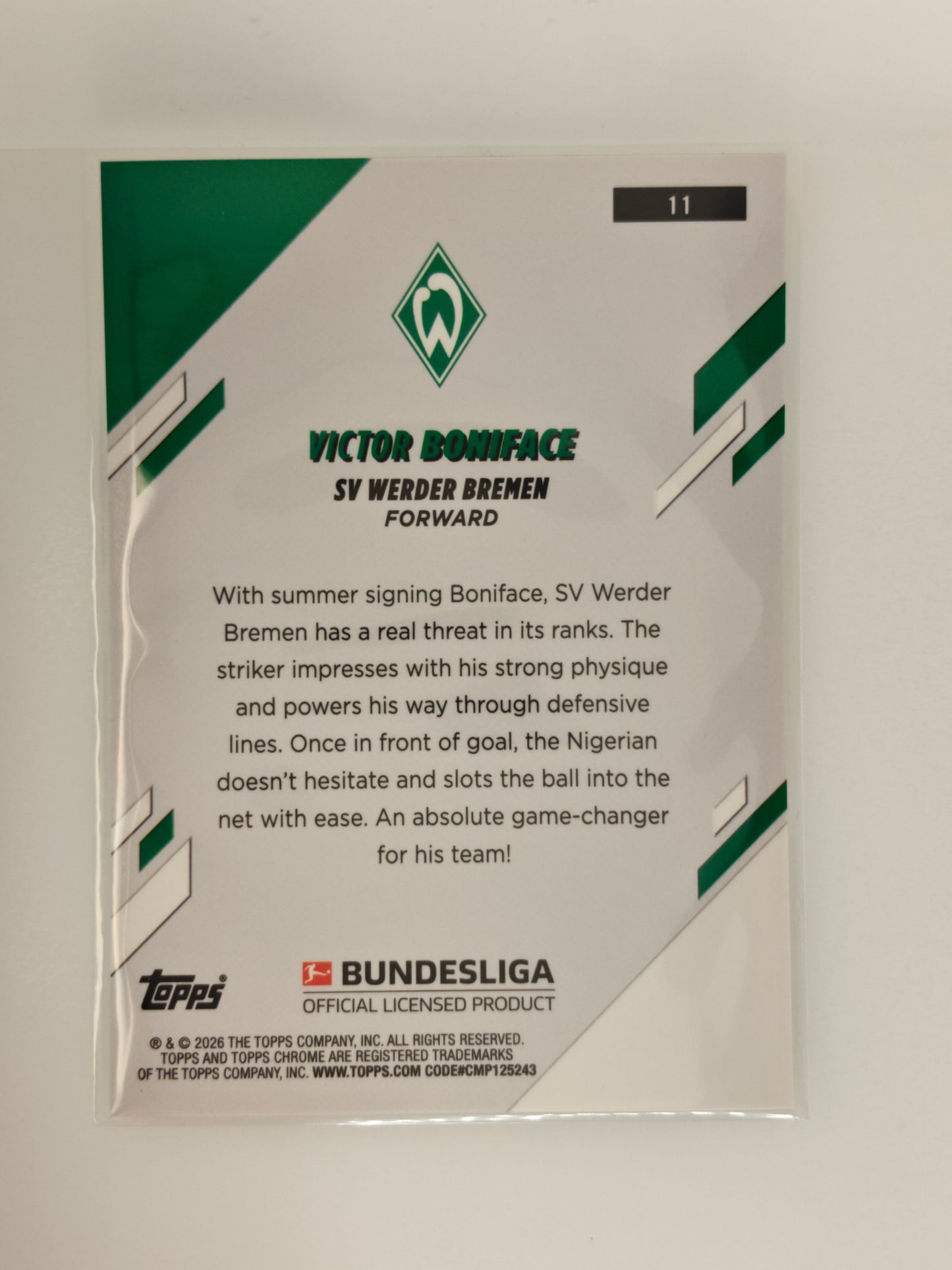 Victor Boniface /75 - Topps Chrome Bundesliga 25/26 - Sapphire