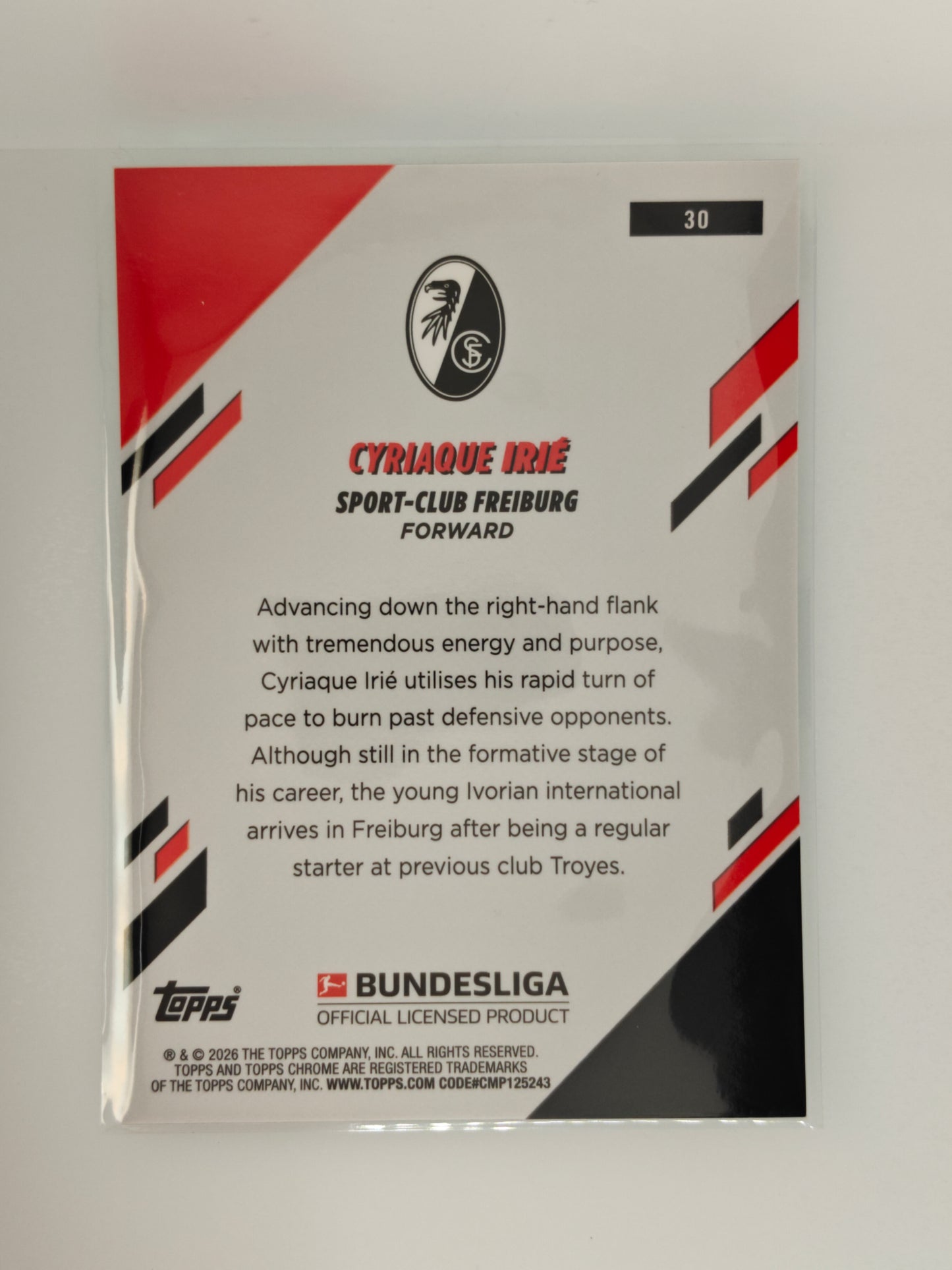 Cyriaque Irie /99 RC - Topps Chrome Bundesliga 25/26 - Sapphire